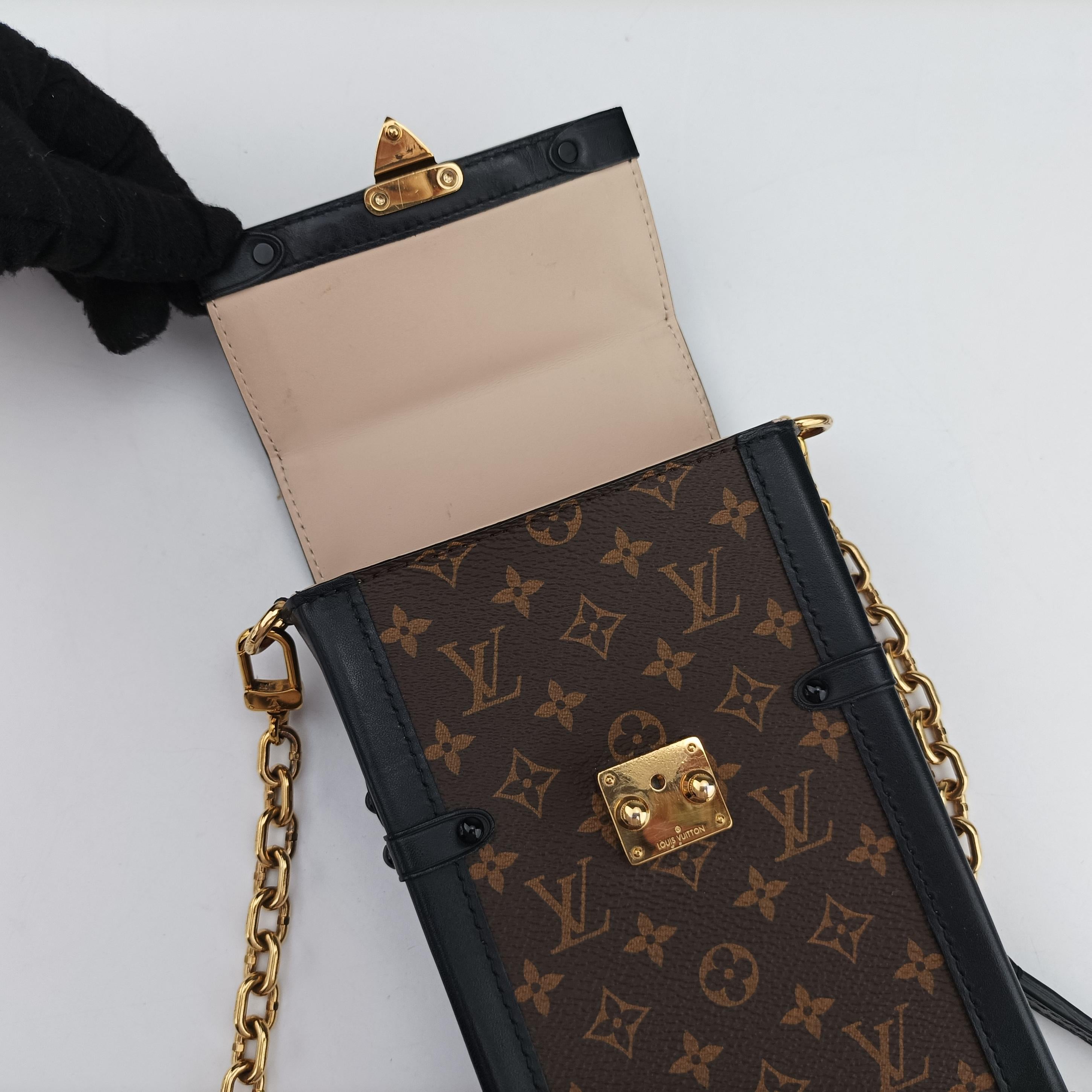 Pre-owned Louis Vuitton Vertical Trunk Pochette Brown×Black Monogram Canvas M63913 shoulderbag | stylenewstar