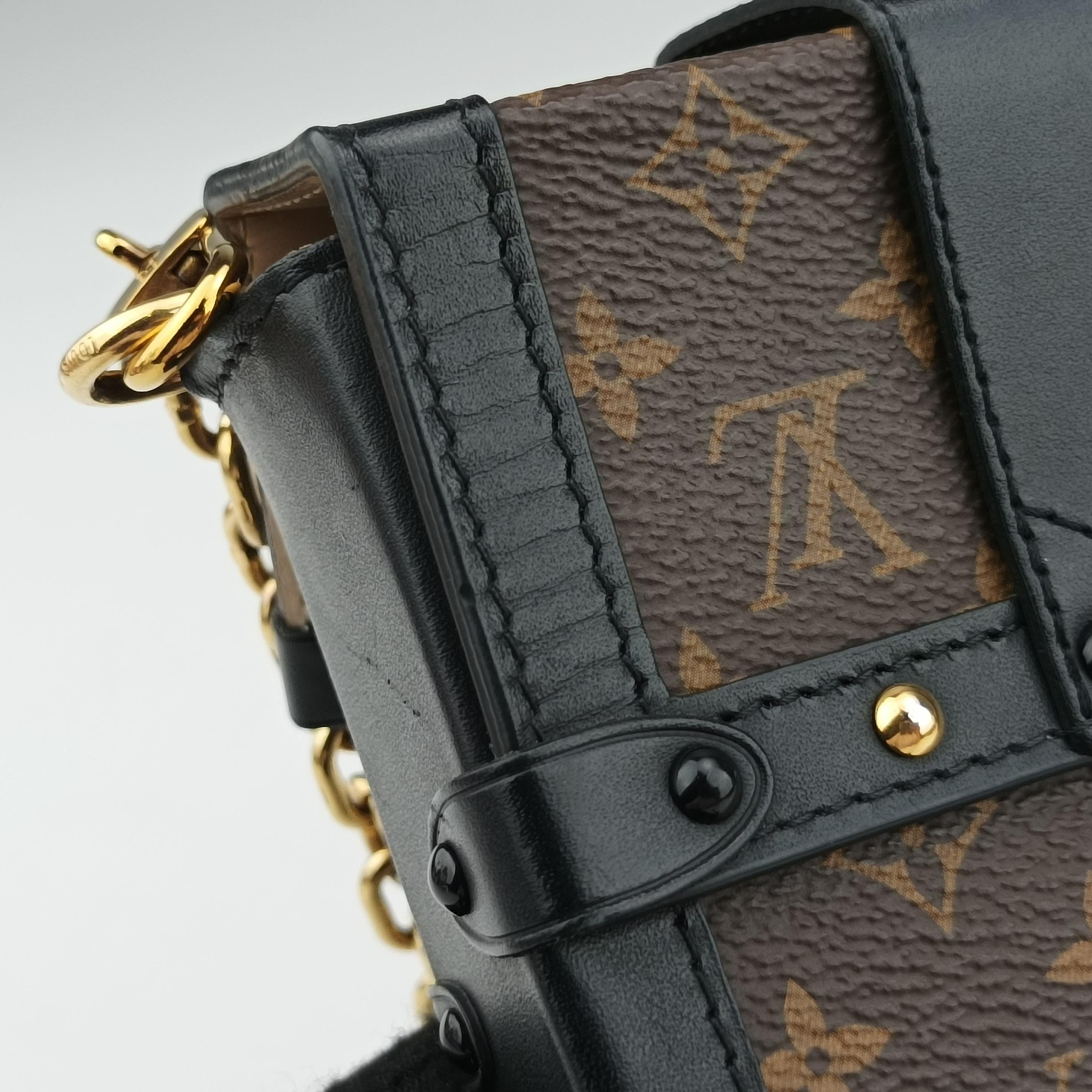 Pre-owned Louis Vuitton Vertical Trunk Pochette Brown×Black Monogram Canvas M63913 shoulderbag | stylenewstar