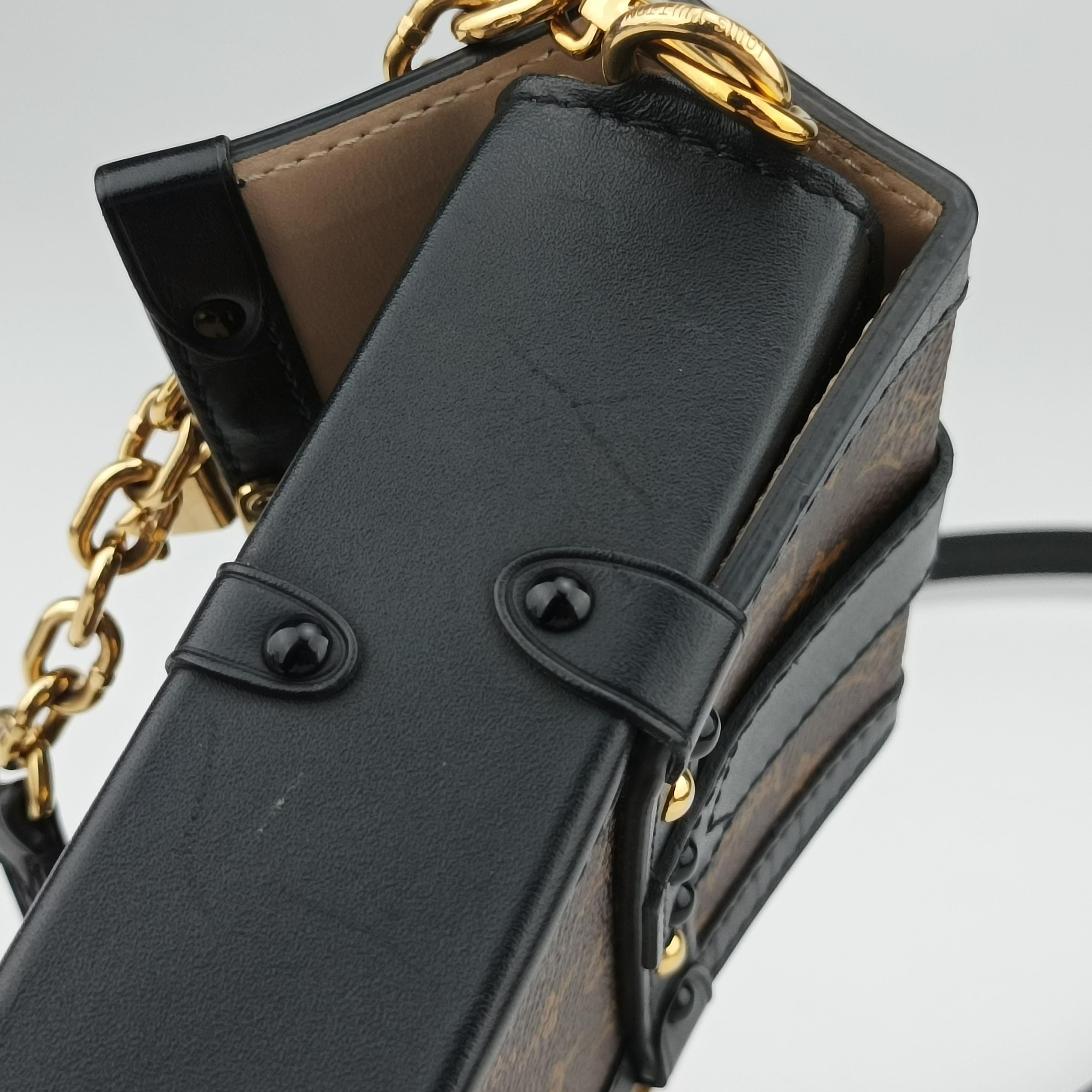 Pre-owned Louis Vuitton Vertical Trunk Pochette Brown×Black Monogram Canvas M63913 shoulderbag | stylenewstar