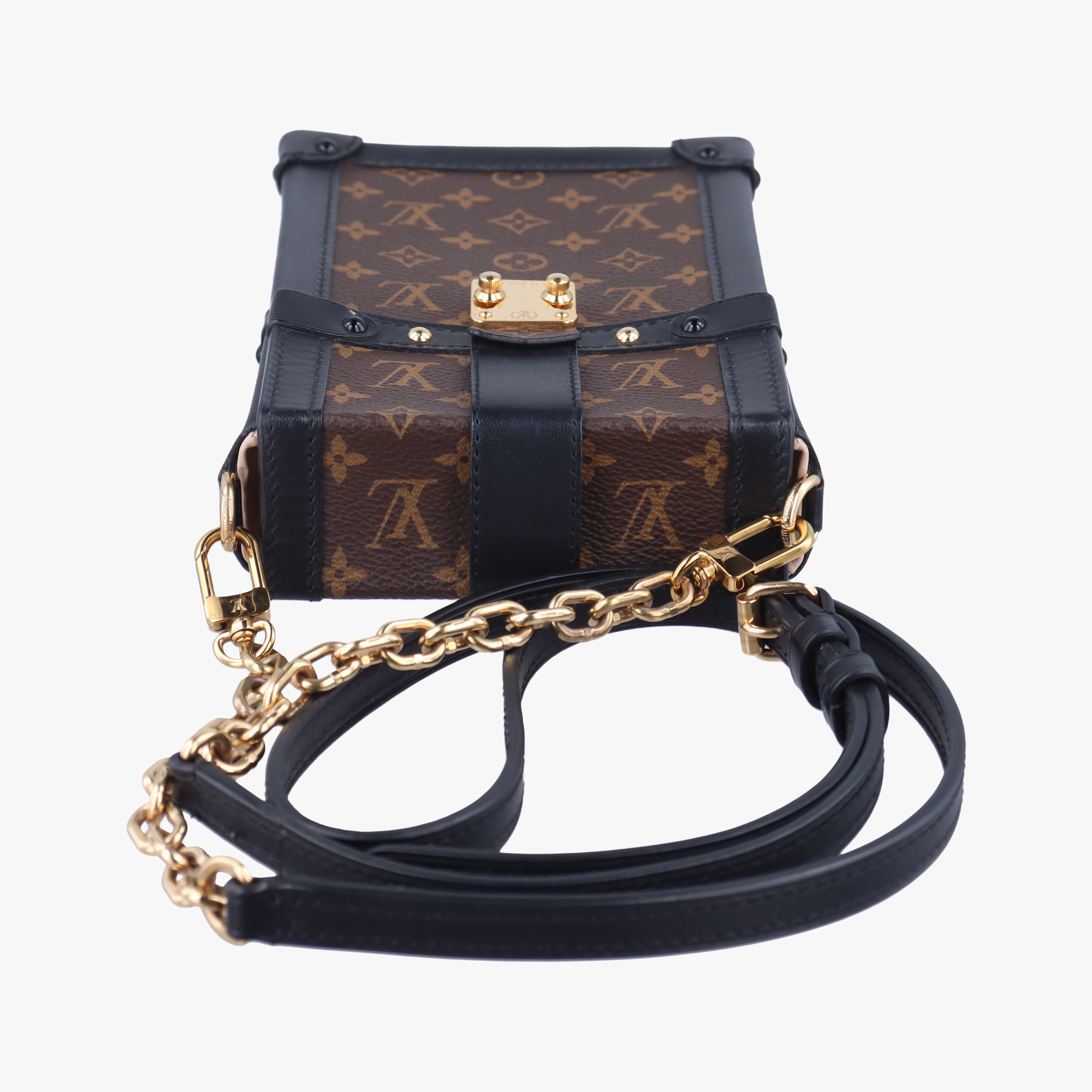 Pre-owned Louis Vuitton Vertical Trunk Pochette Brown×Black Monogram Canvas M63913 shoulderbag | stylenewstar