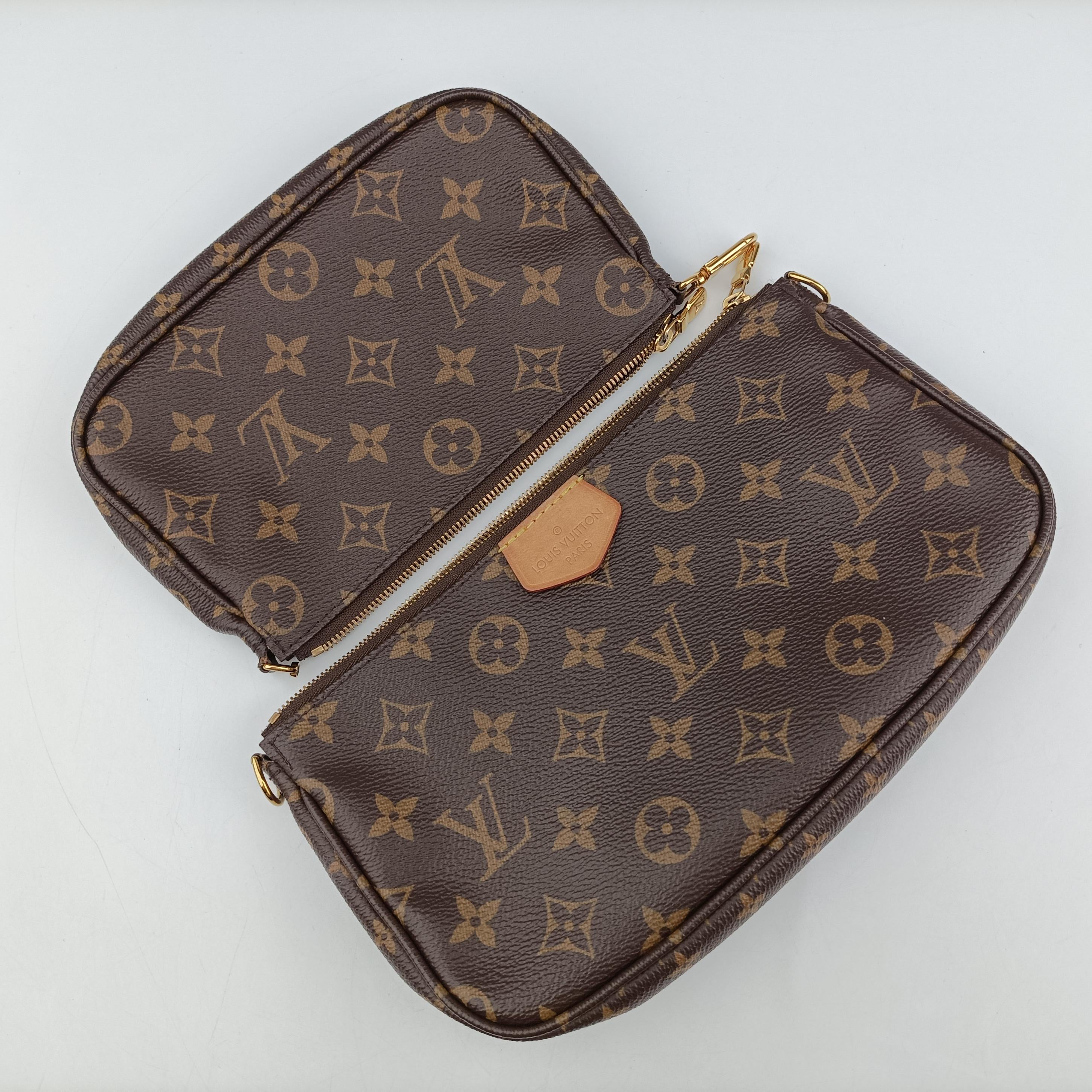 Pre-owned Louis Vuitton MULTI POCHETTE ACCESSOIRES MARRON×ROSE CLAIRE Monogram Canvas M44840 shoulderbag | stylenewstar