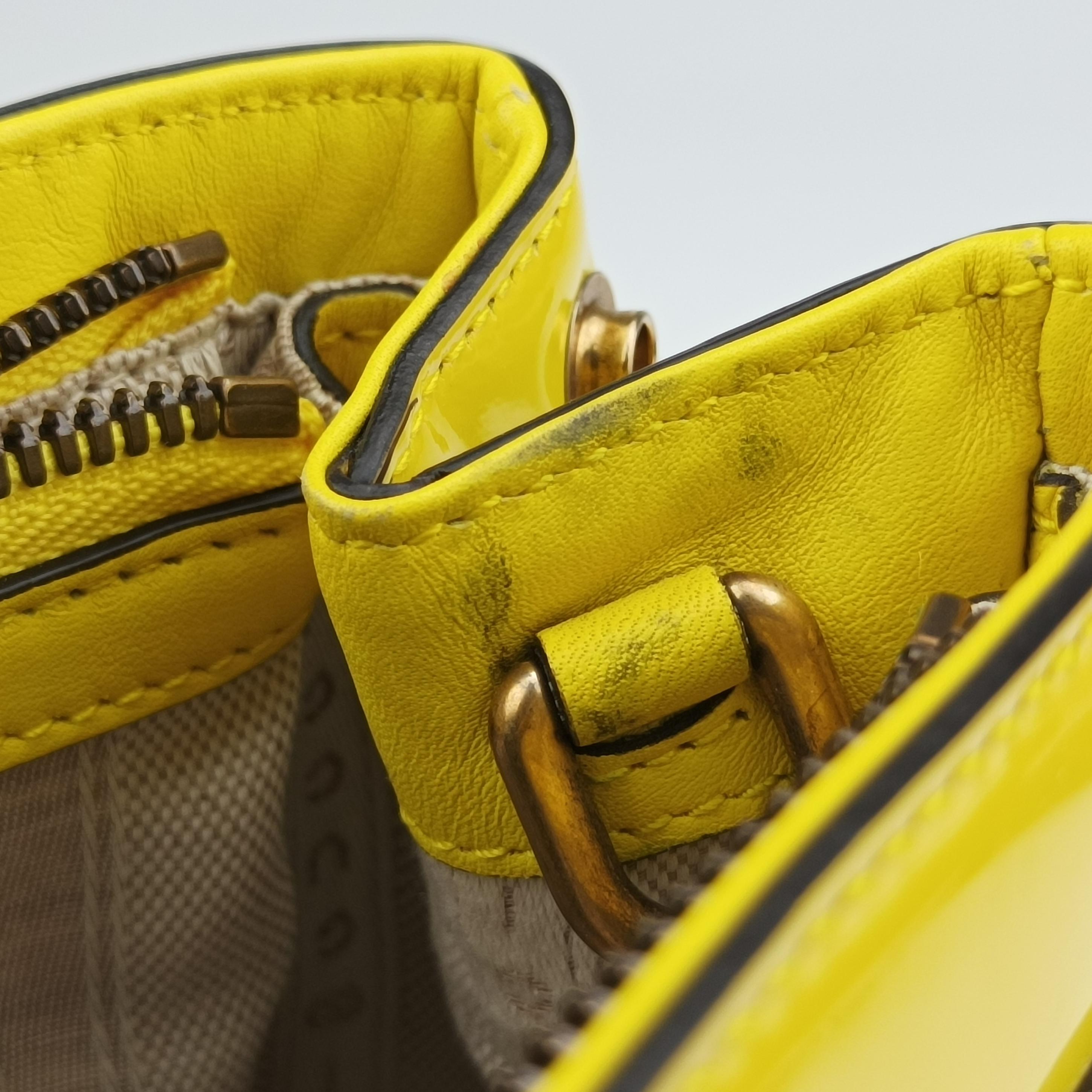 Pre-owned Gucci Bright Bit Yellow Patent 371925 shoulderbag | stylenewstar