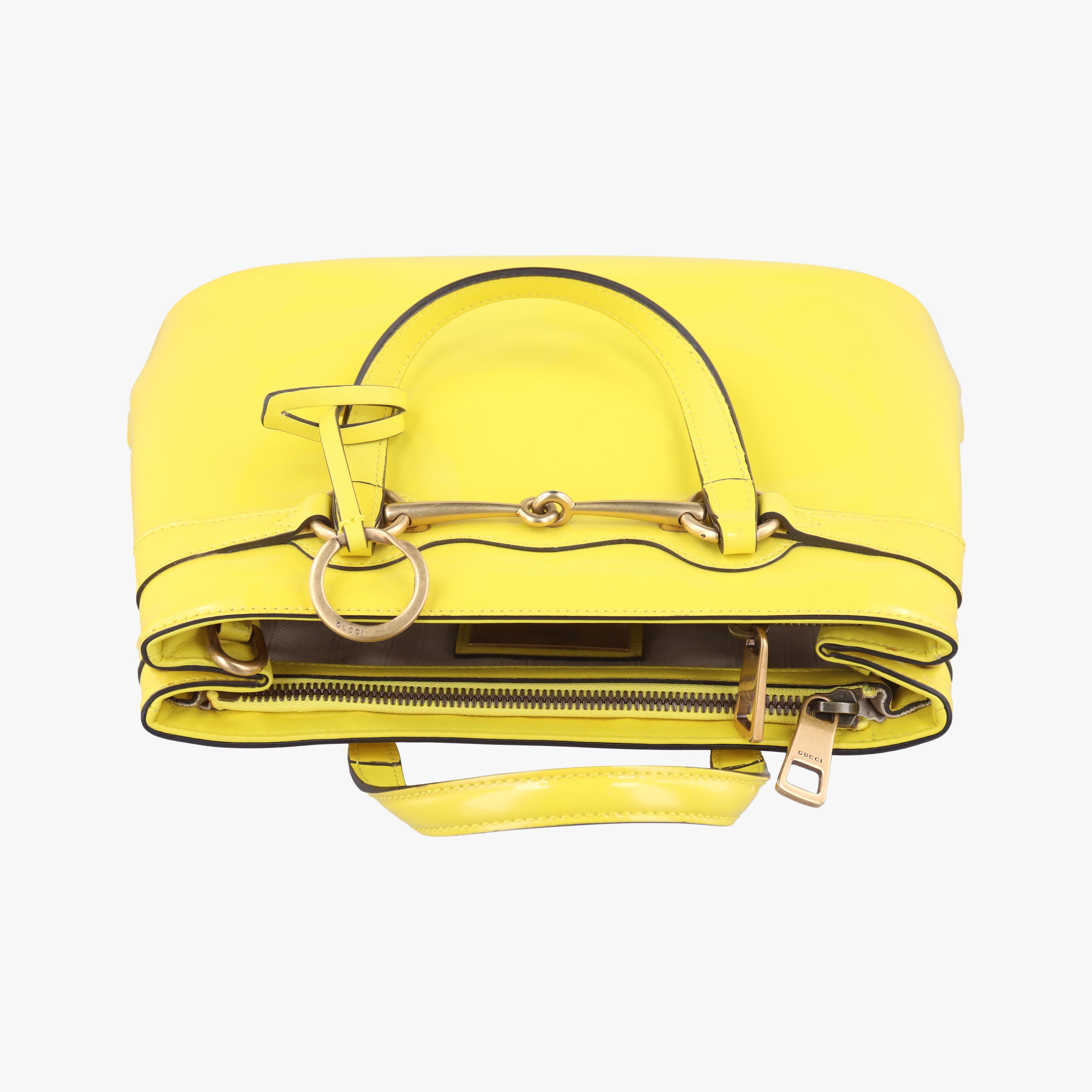 Pre-owned Gucci Bright Bit Yellow Patent 371925 shoulderbag | stylenewstar