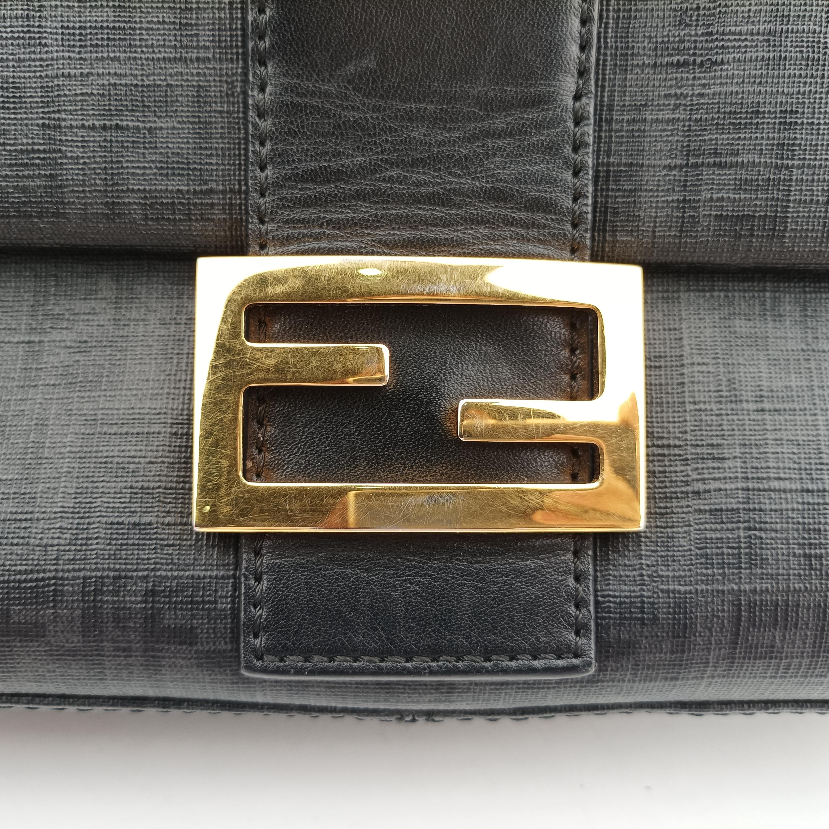 Vintage Fendi Baguette Zucchino Black PVC Coated Canvas 8BR001 shoulderbag | stylenewstar