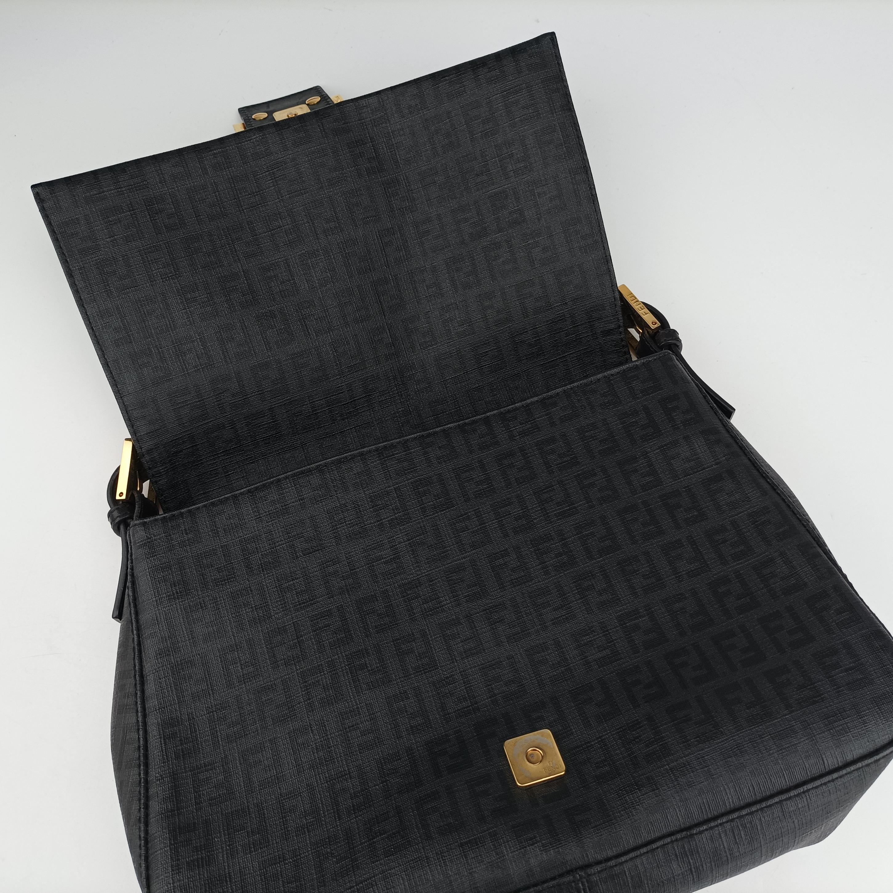 Vintage Fendi Baguette Zucchino Black PVC Coated Canvas 8BR001 shoulderbag | stylenewstar