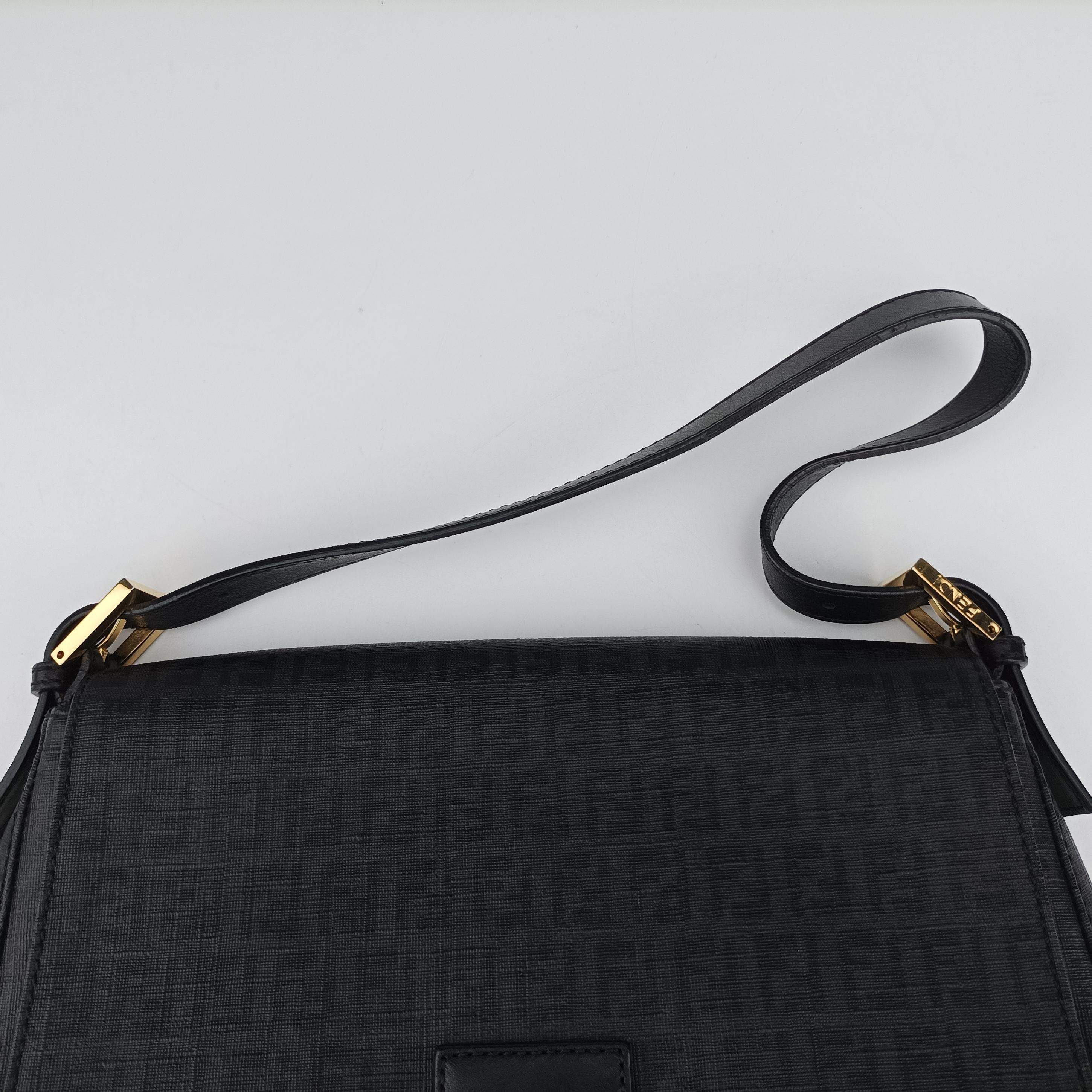 Vintage Fendi Baguette Zucchino Black PVC Coated Canvas 8BR001 shoulderbag | stylenewstar