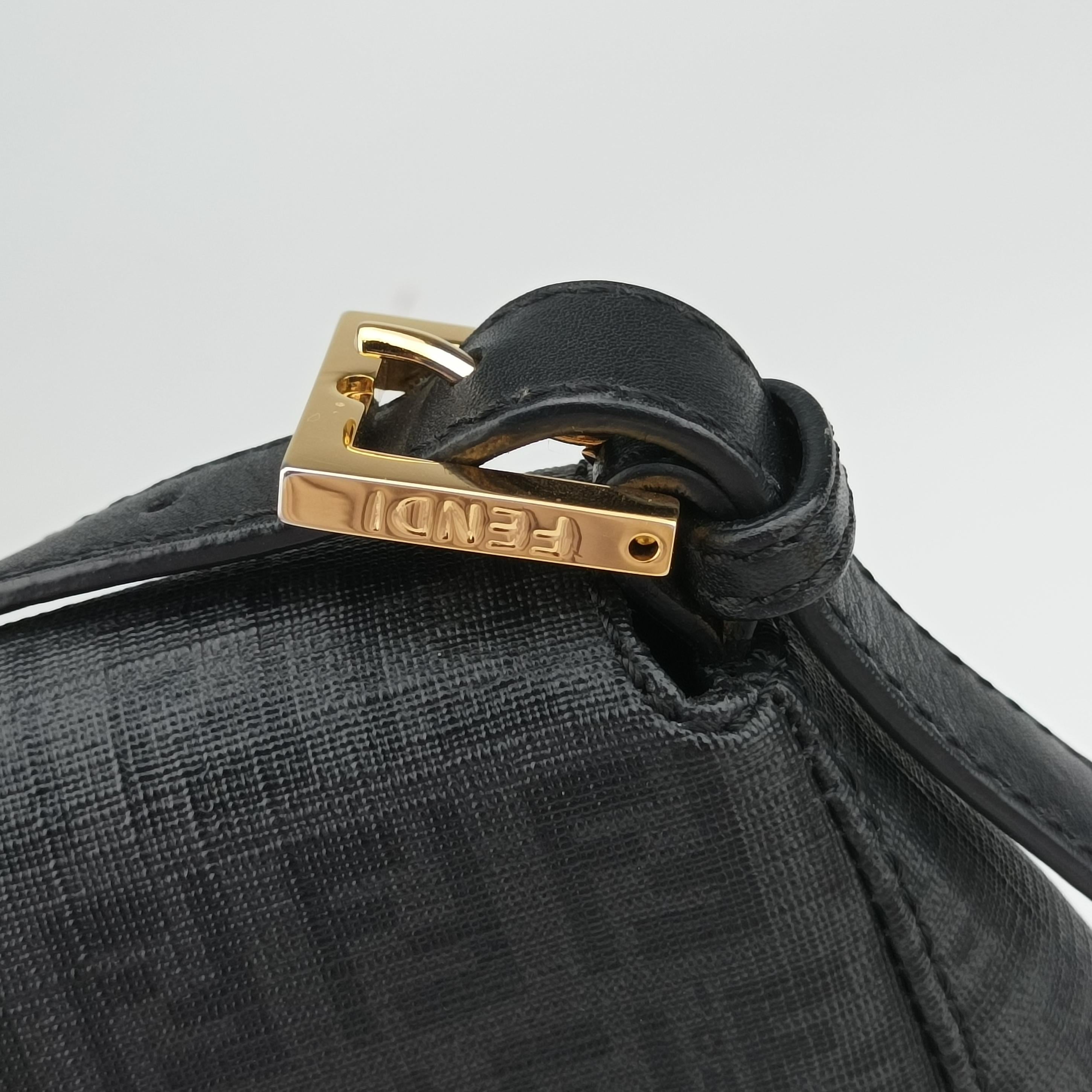 Vintage Fendi Baguette Zucchino Black PVC Coated Canvas 8BR001 shoulderbag | stylenewstar