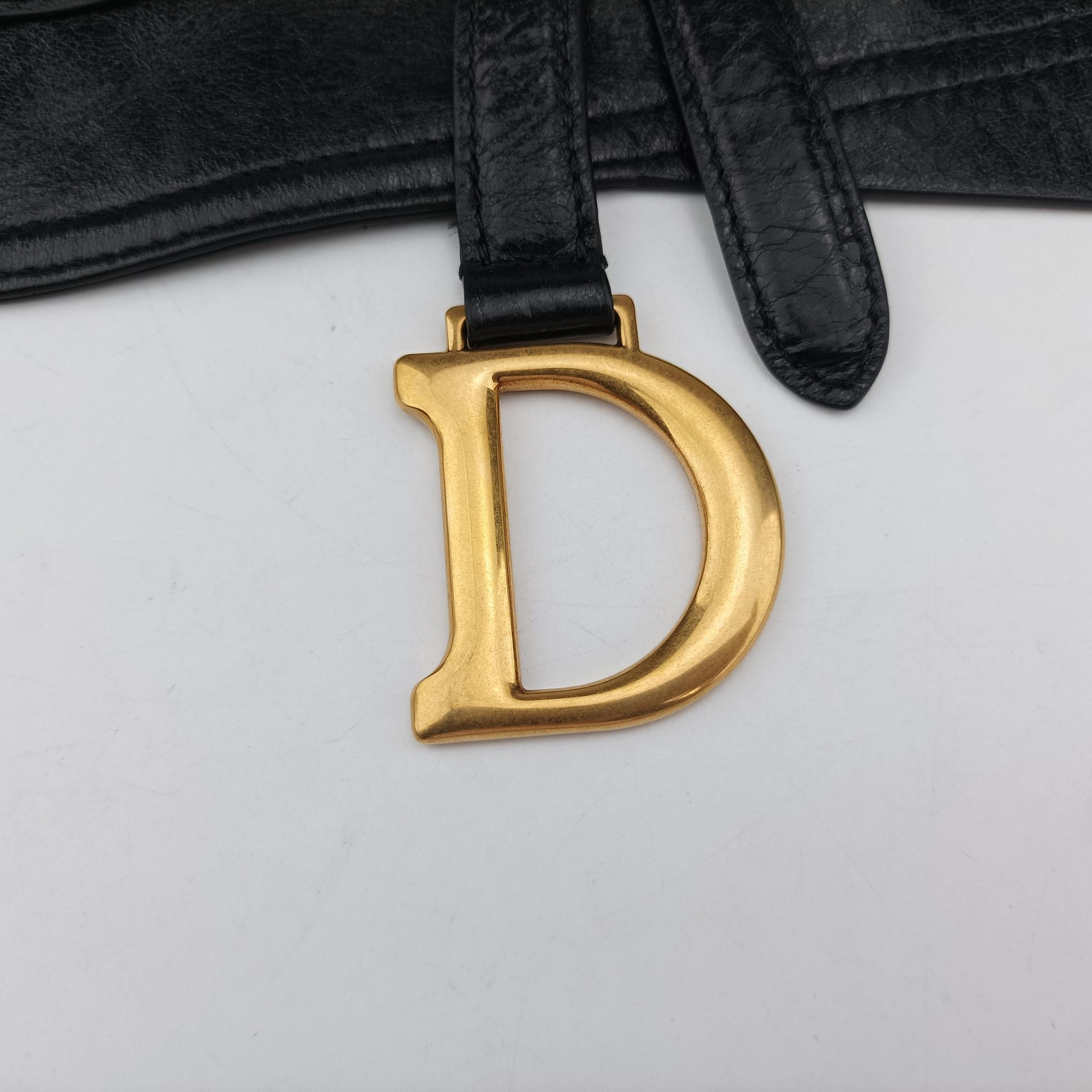 Pre-owned Christian Dior Saddle Belt Black Leather  bum bag/waist bag | stylenewstar