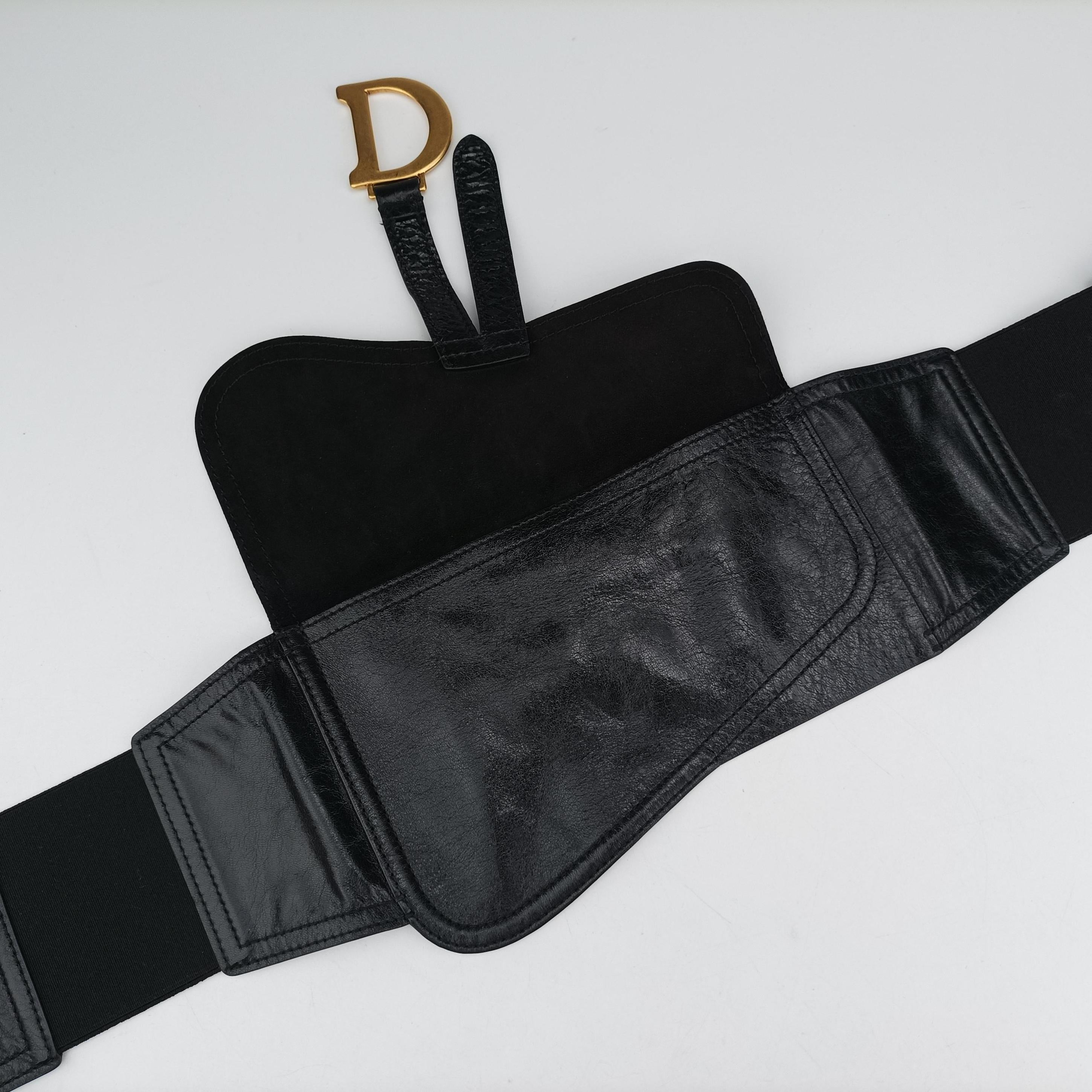 Pre-owned Christian Dior Saddle Belt Black Leather  bum bag/waist bag | stylenewstar