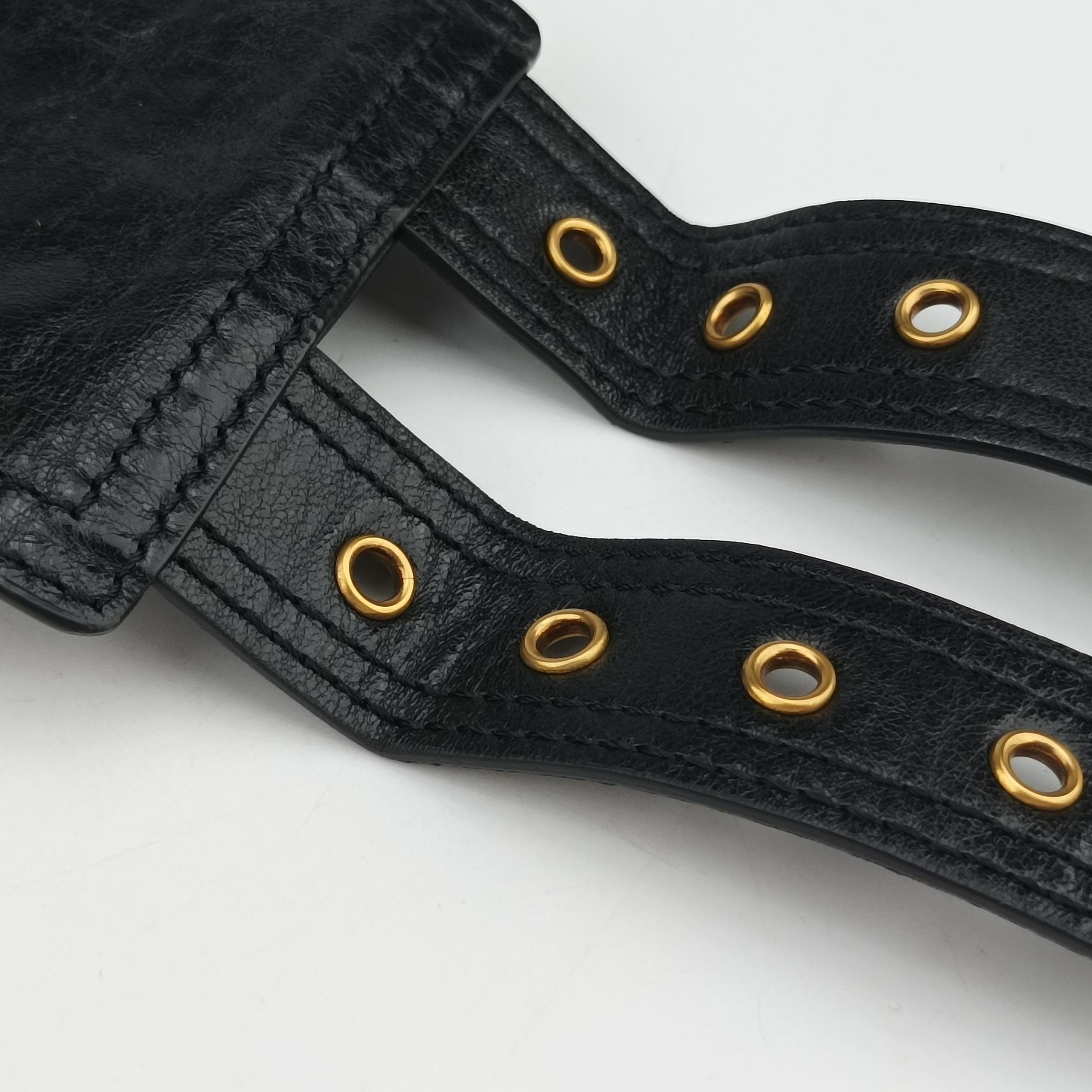 Pre-owned Christian Dior Saddle Belt Black Leather  bum bag/waist bag | stylenewstar