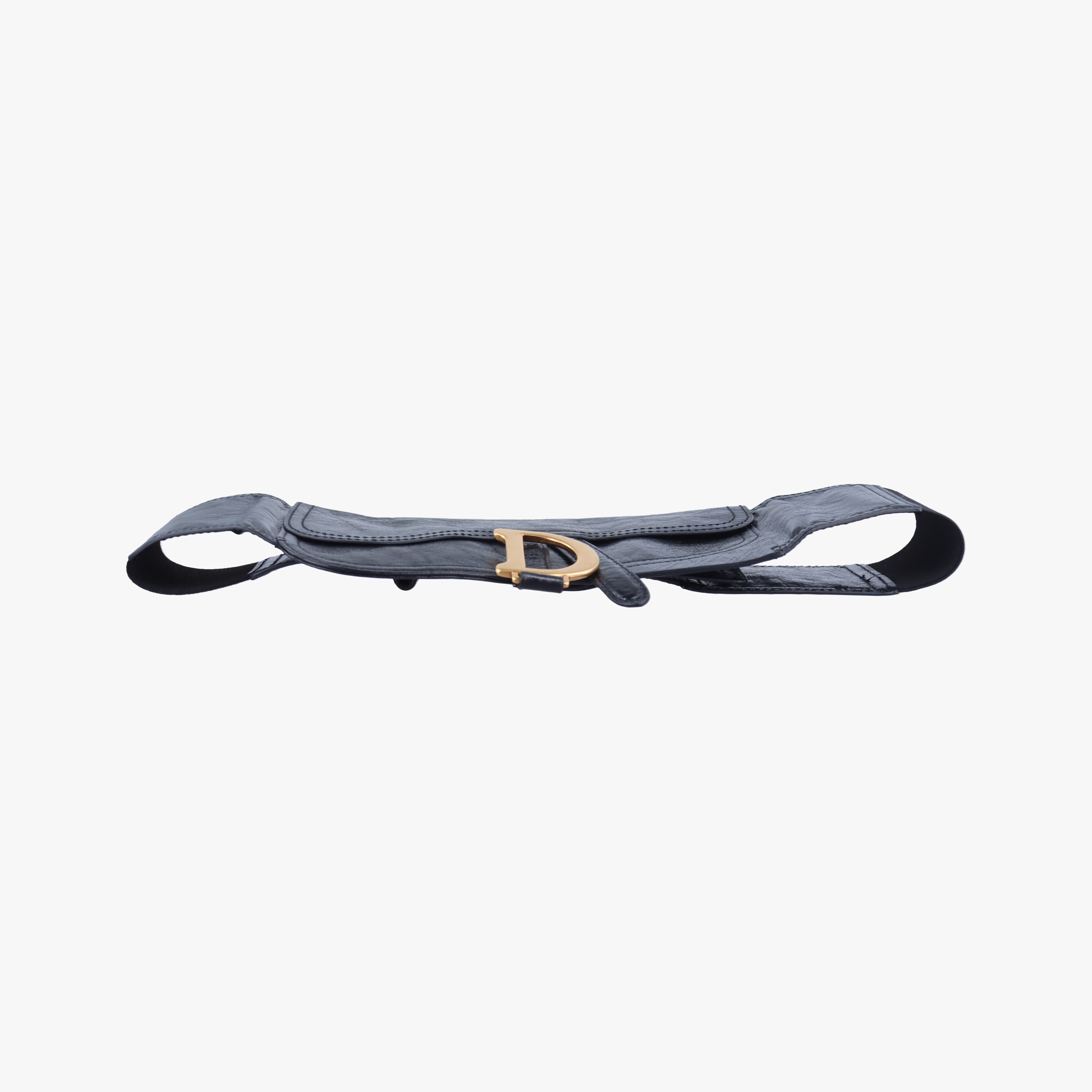 Pre-owned Christian Dior Saddle Belt Black Leather  bum bag/waist bag | stylenewstar