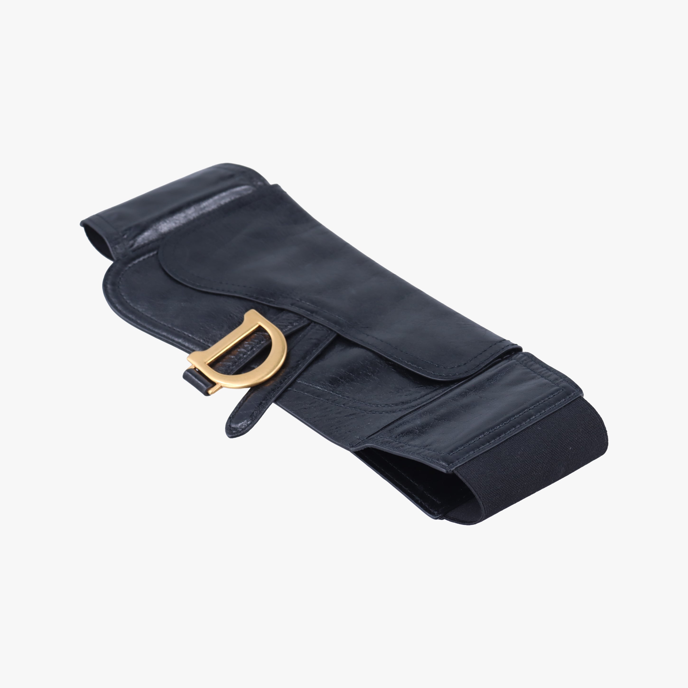 Pre-owned Christian Dior Saddle Belt Black Leather  bum bag/waist bag | stylenewstar
