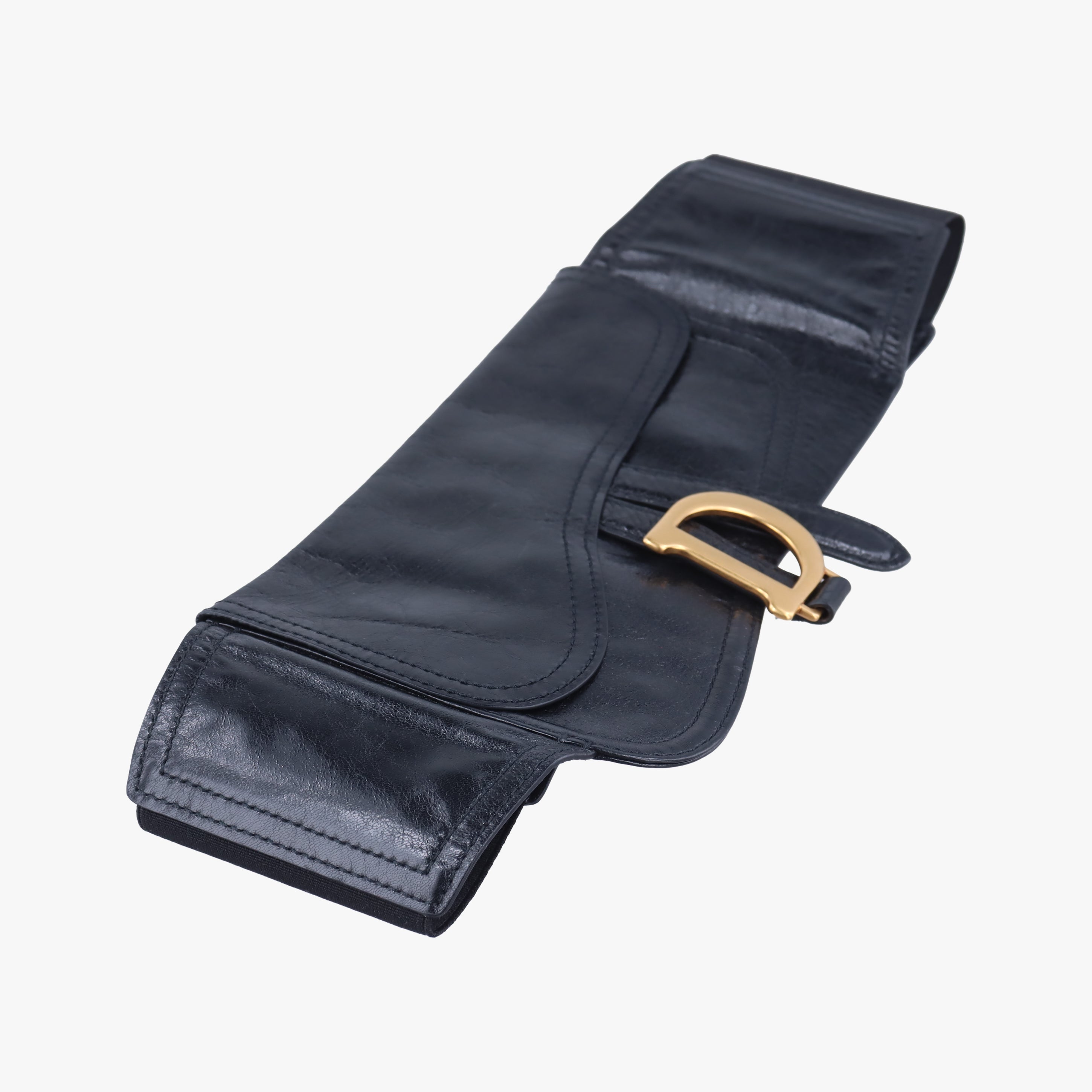 Pre-owned Christian Dior Saddle Belt Black Leather  bum bag/waist bag | stylenewstar