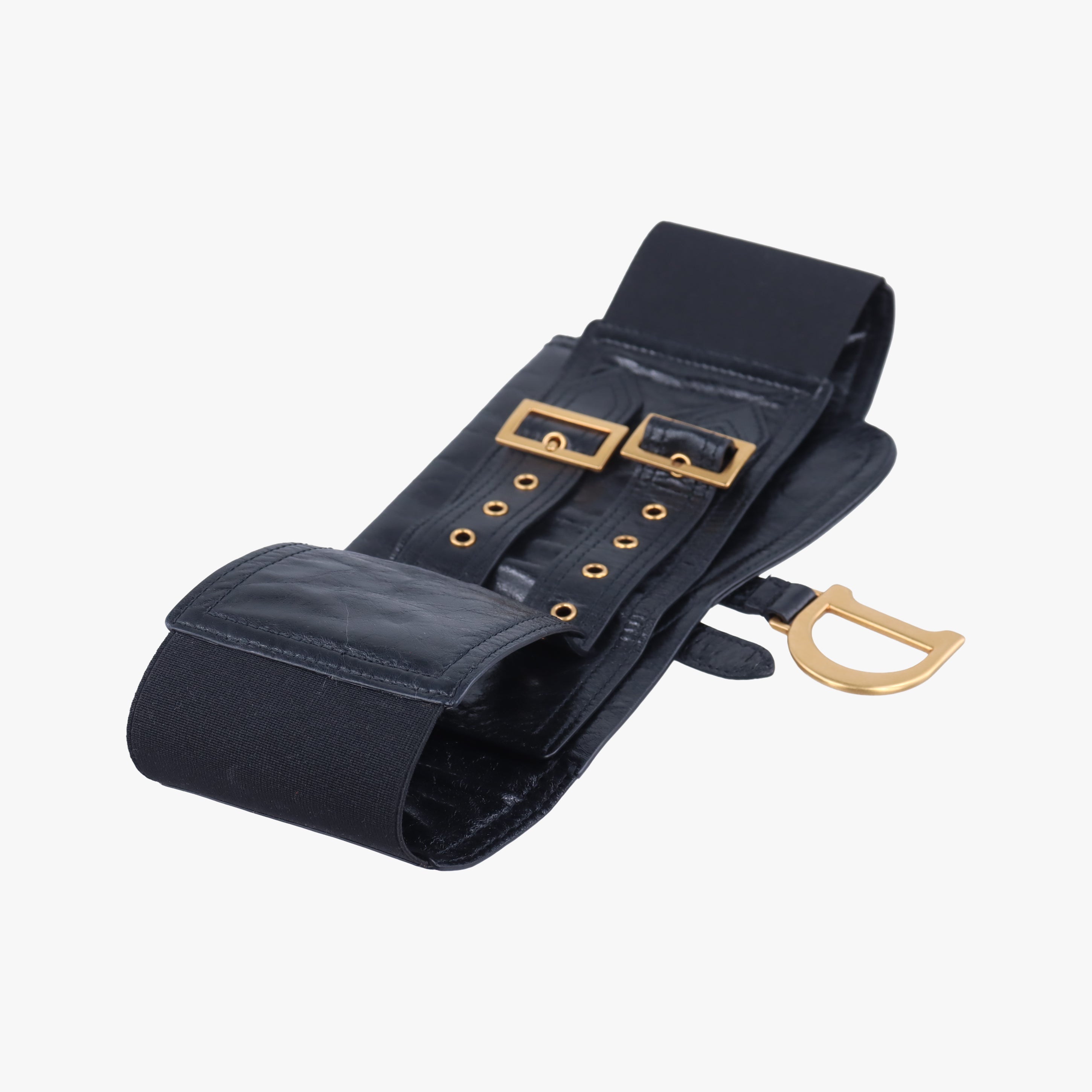 Pre-owned Christian Dior Saddle Belt Black Leather  bum bag/waist bag | stylenewstar