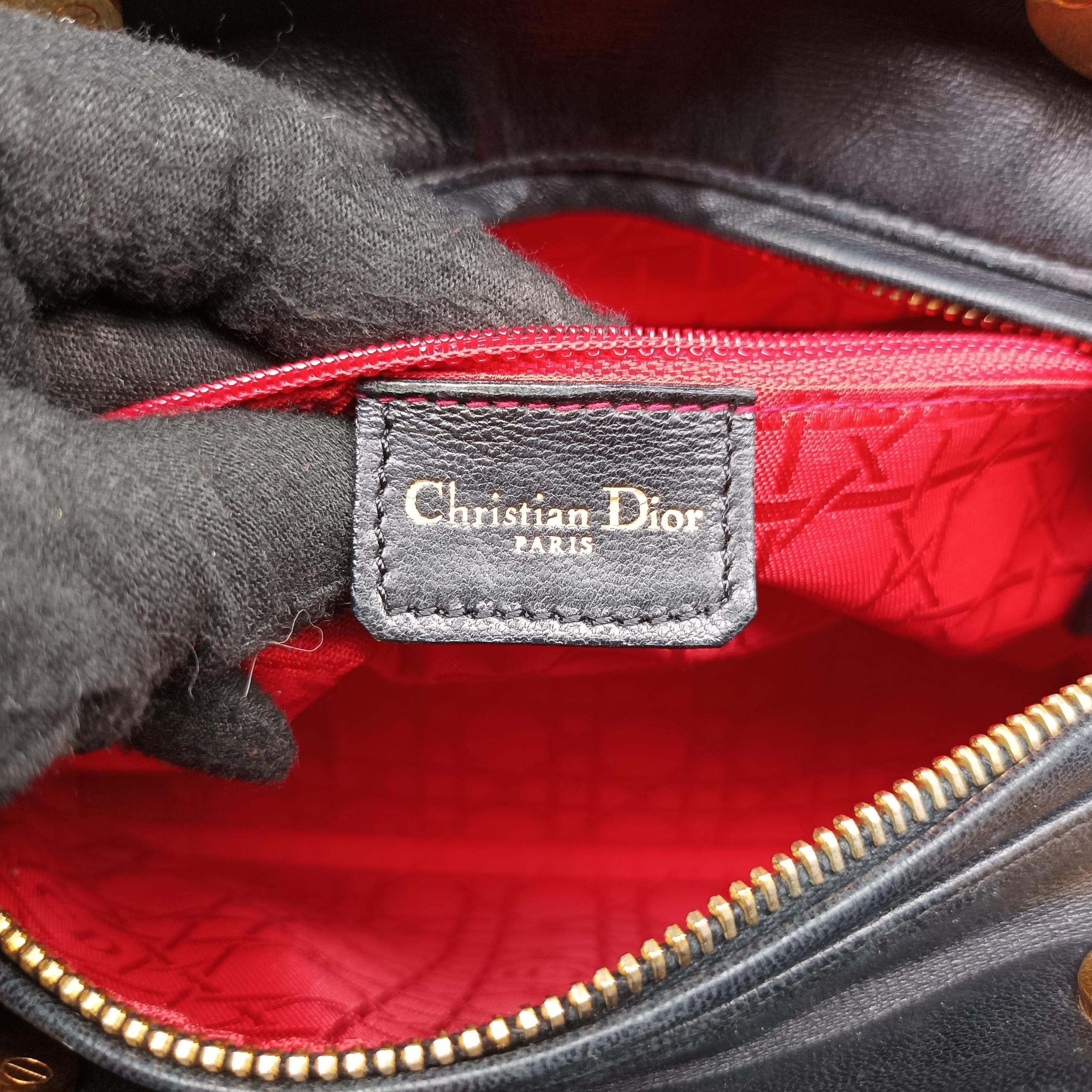 Pre-owned Christian Dior Lady Dior Black lambskin  shoulderbag | stylenewstar