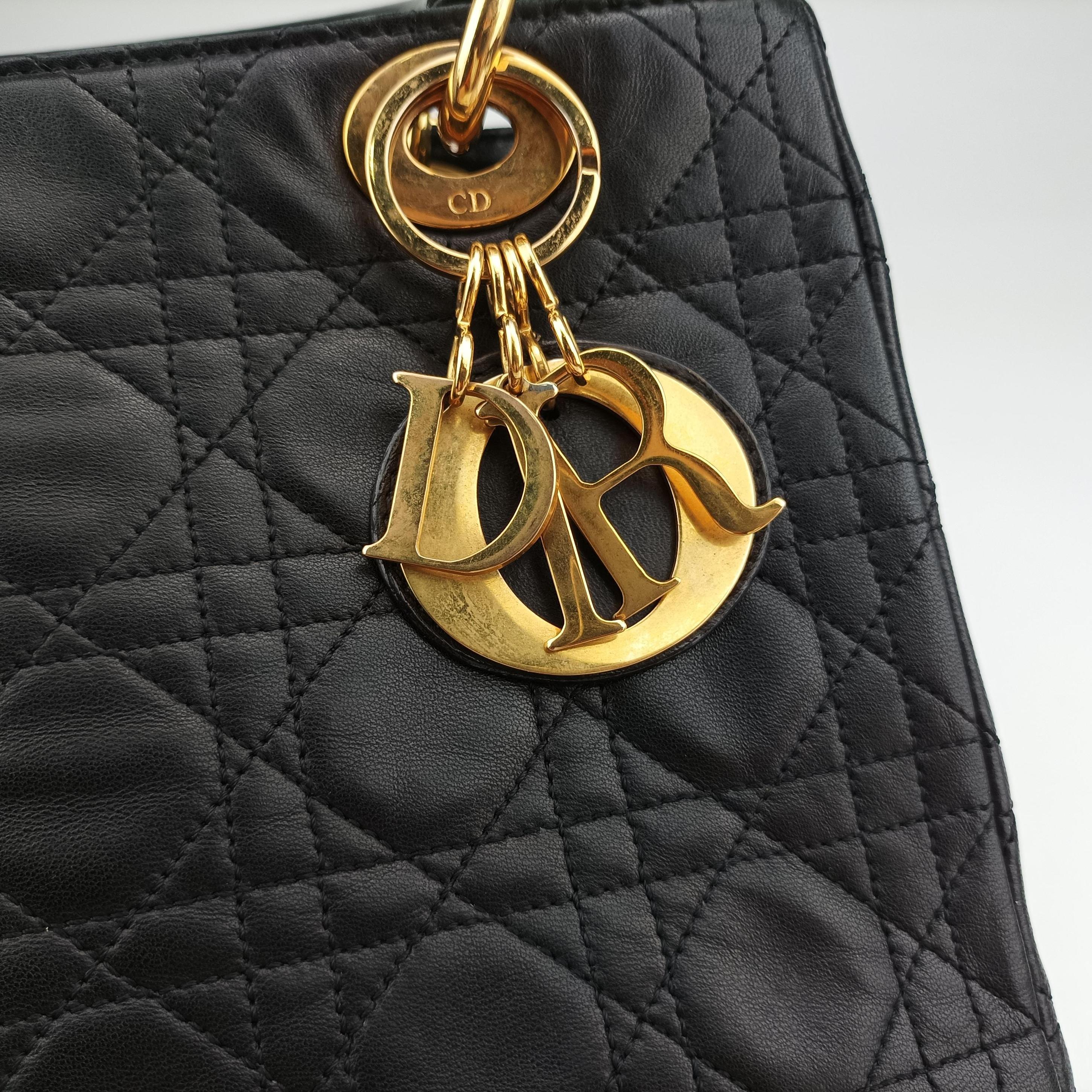 Pre-owned Christian Dior Lady Dior Black lambskin  shoulderbag | stylenewstar