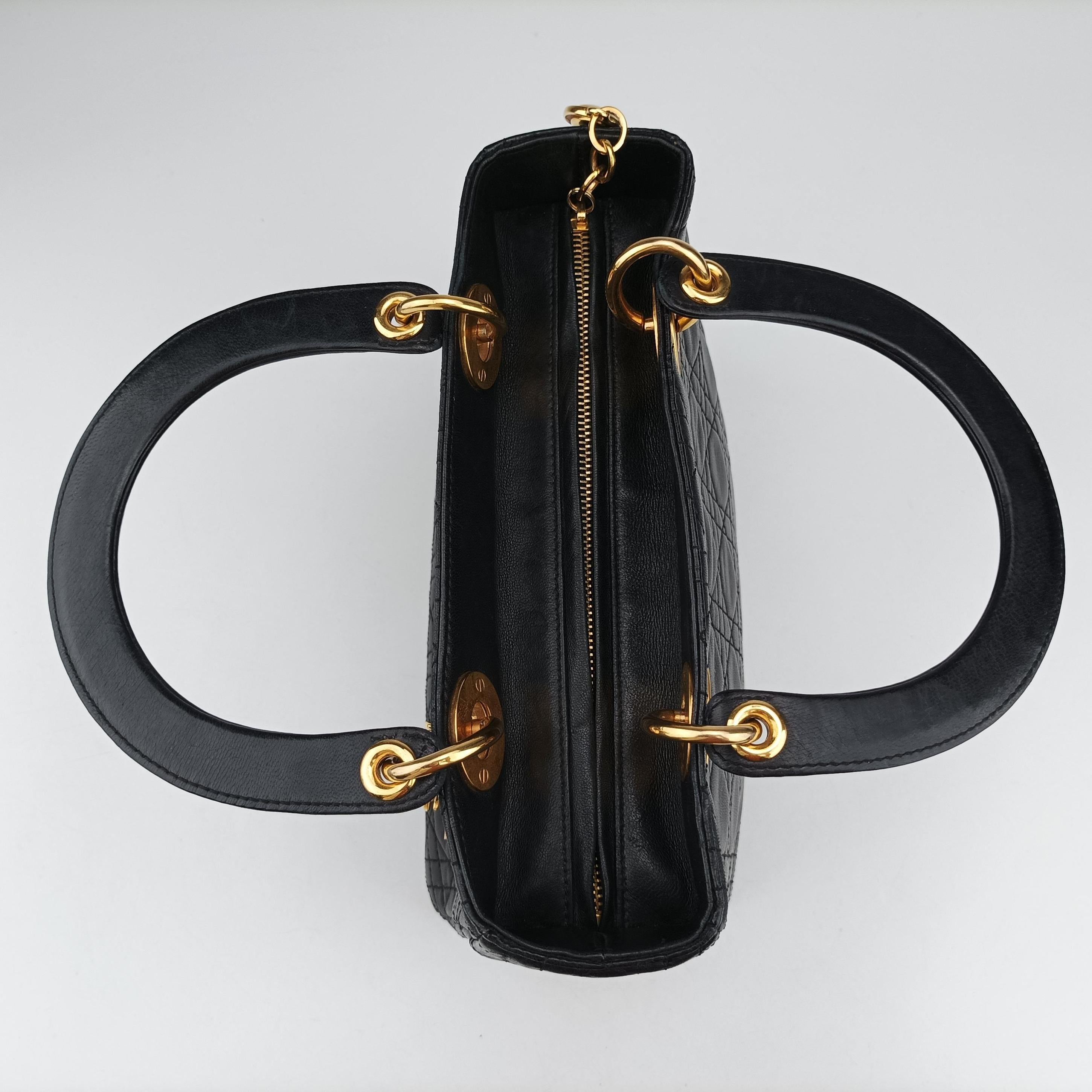 Pre-owned Christian Dior Lady Dior Black lambskin  shoulderbag | stylenewstar