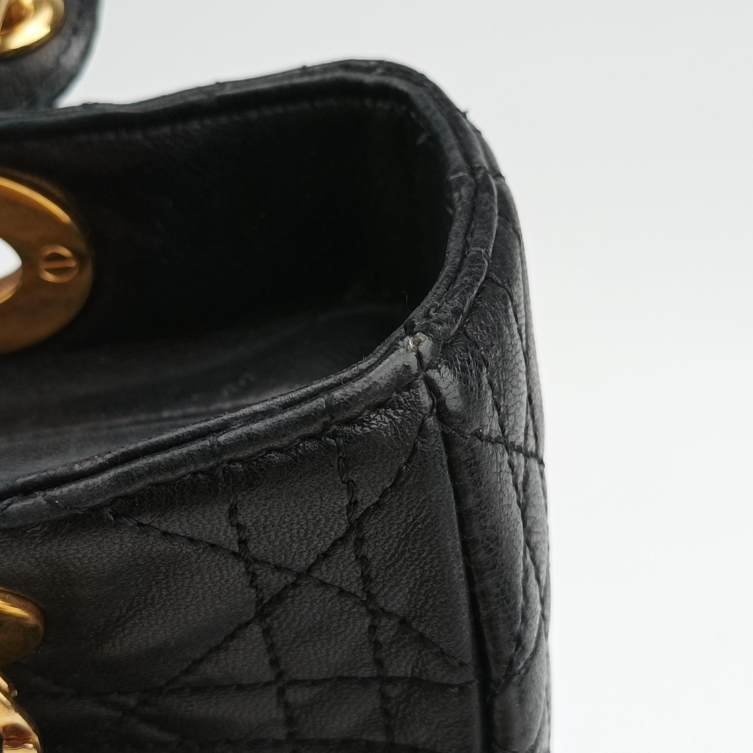 Pre-owned Christian Dior Lady Dior Black lambskin  shoulderbag | stylenewstar
