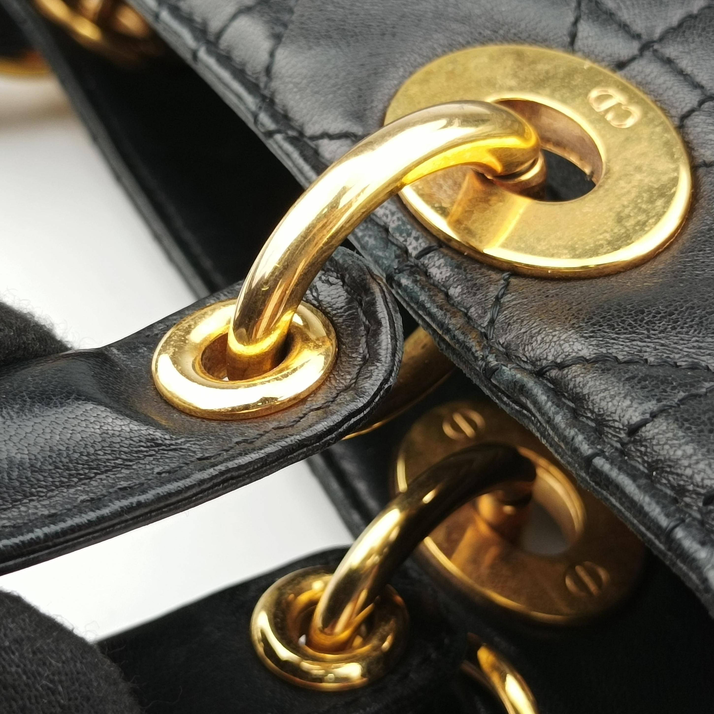 Pre-owned Christian Dior Lady Dior Black lambskin  shoulderbag | stylenewstar