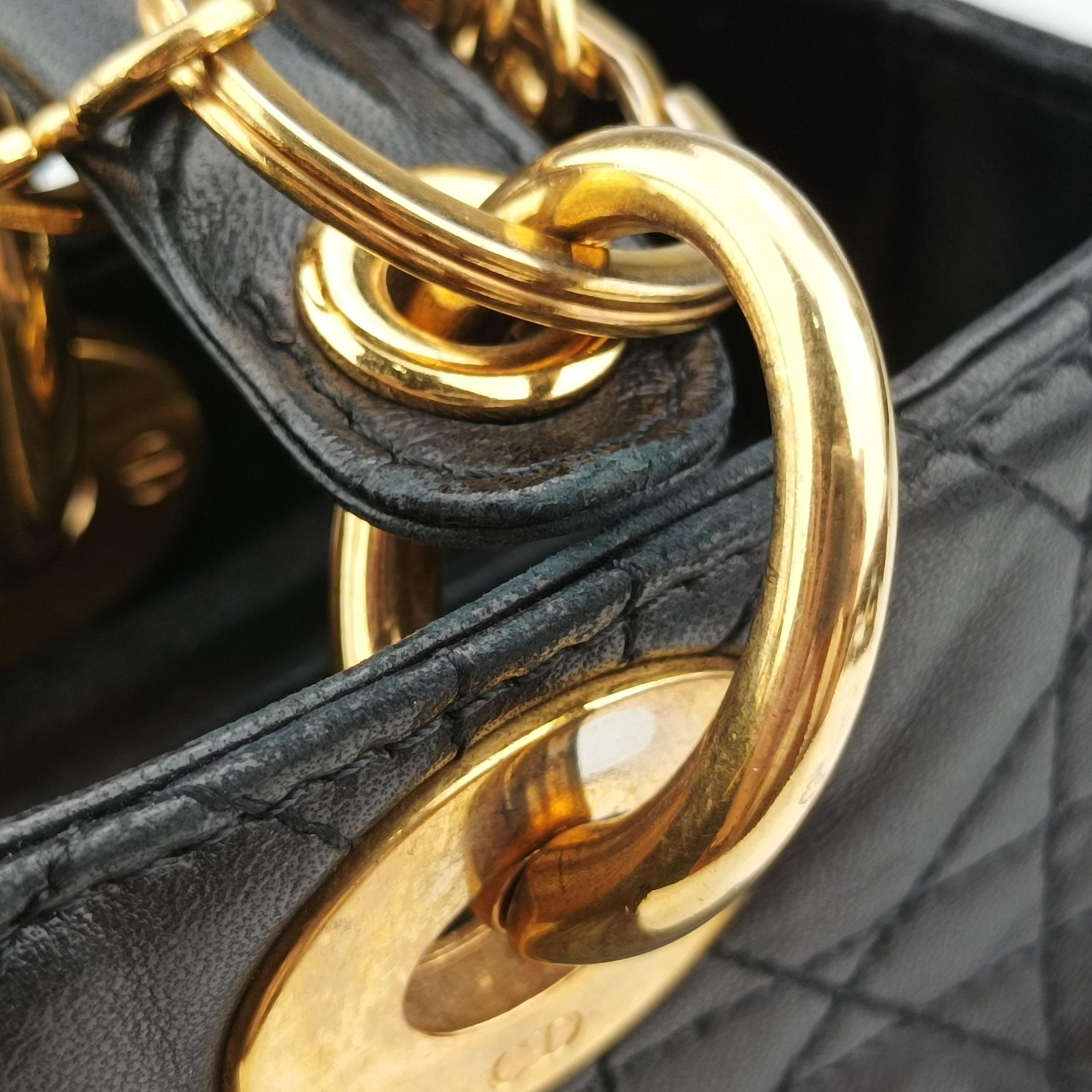 Pre-owned Christian Dior Lady Dior Black lambskin  shoulderbag | stylenewstar