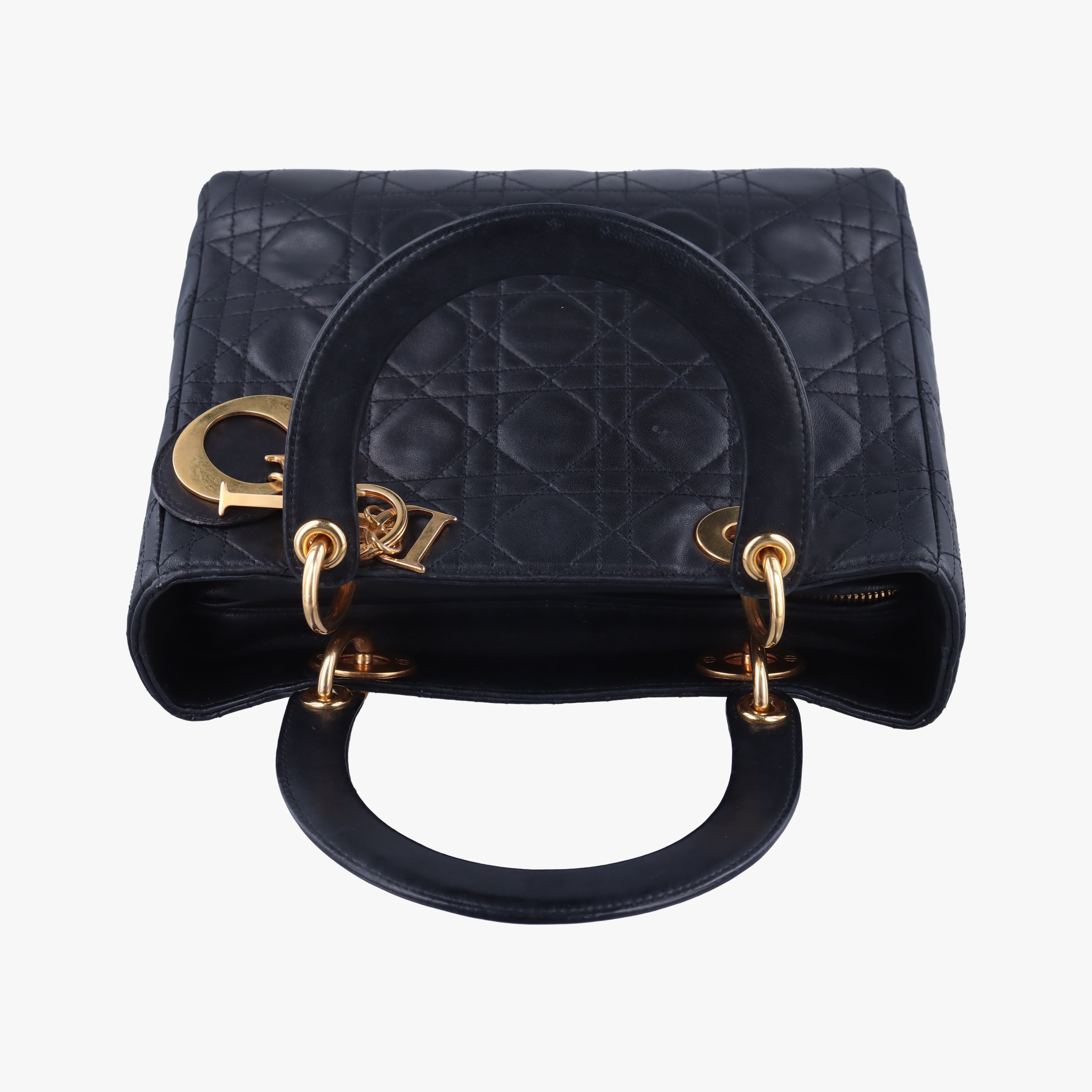 Pre-owned Christian Dior Lady Dior Black lambskin  shoulderbag | stylenewstar