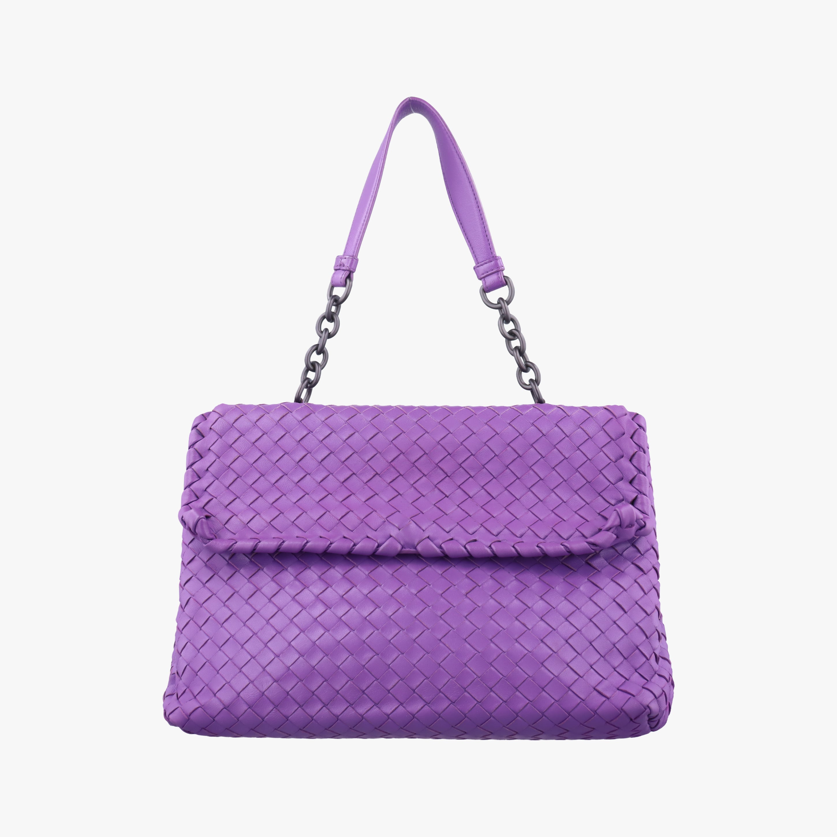 Pre-owned Bottega Veneta Intrecciato Olimpia Purple lambskin  shoulderbag | stylenewstar