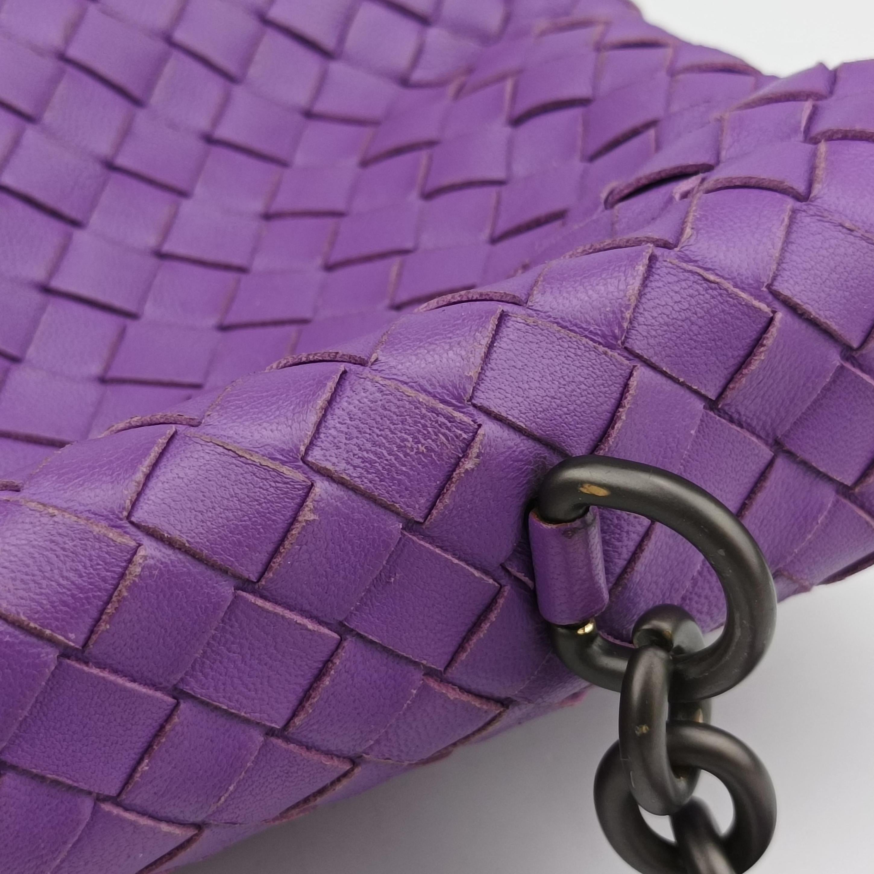 Pre-owned Bottega Veneta Intrecciato Olimpia Purple lambskin  shoulderbag | stylenewstar