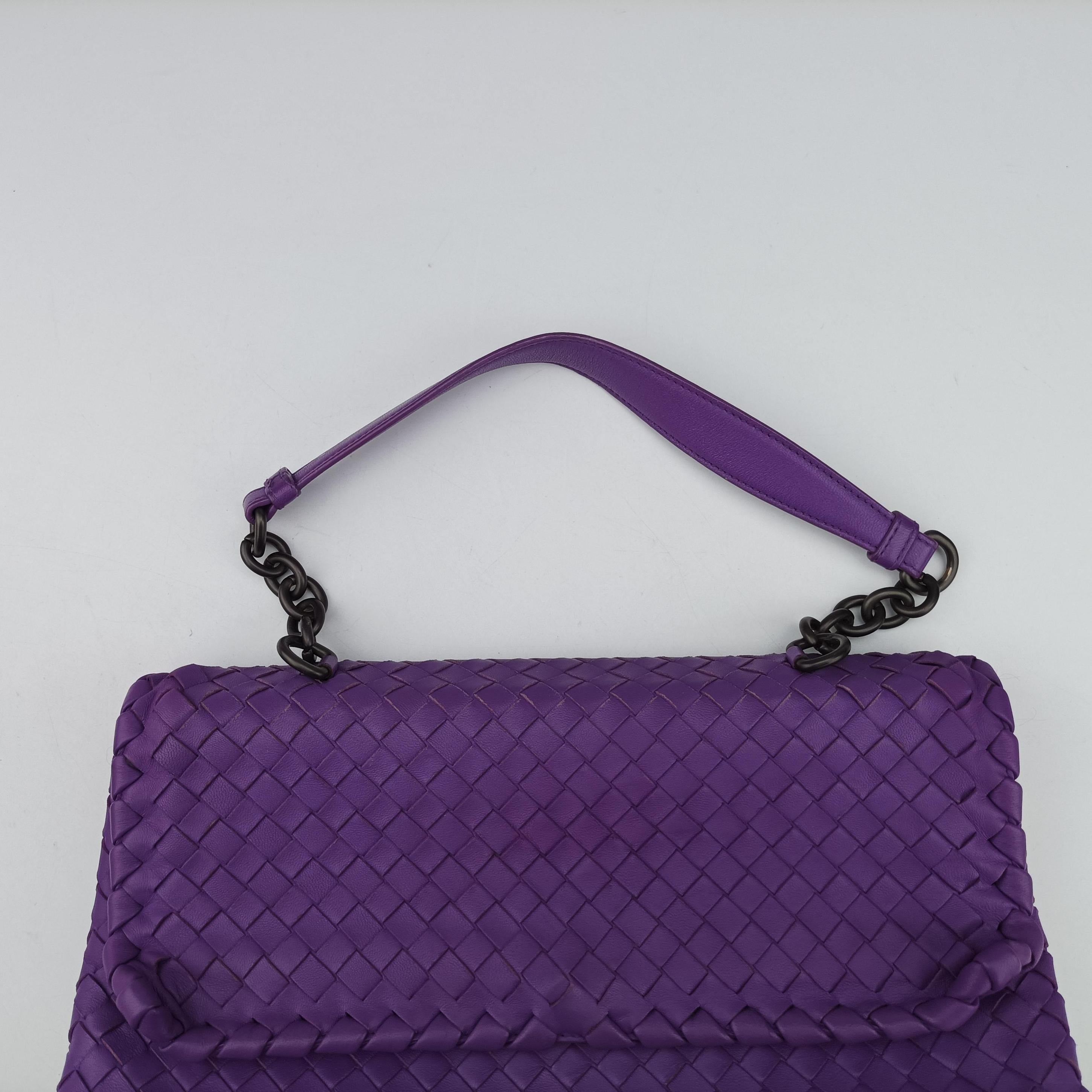 Pre-owned Bottega Veneta Intrecciato Olimpia Purple lambskin  shoulderbag | stylenewstar