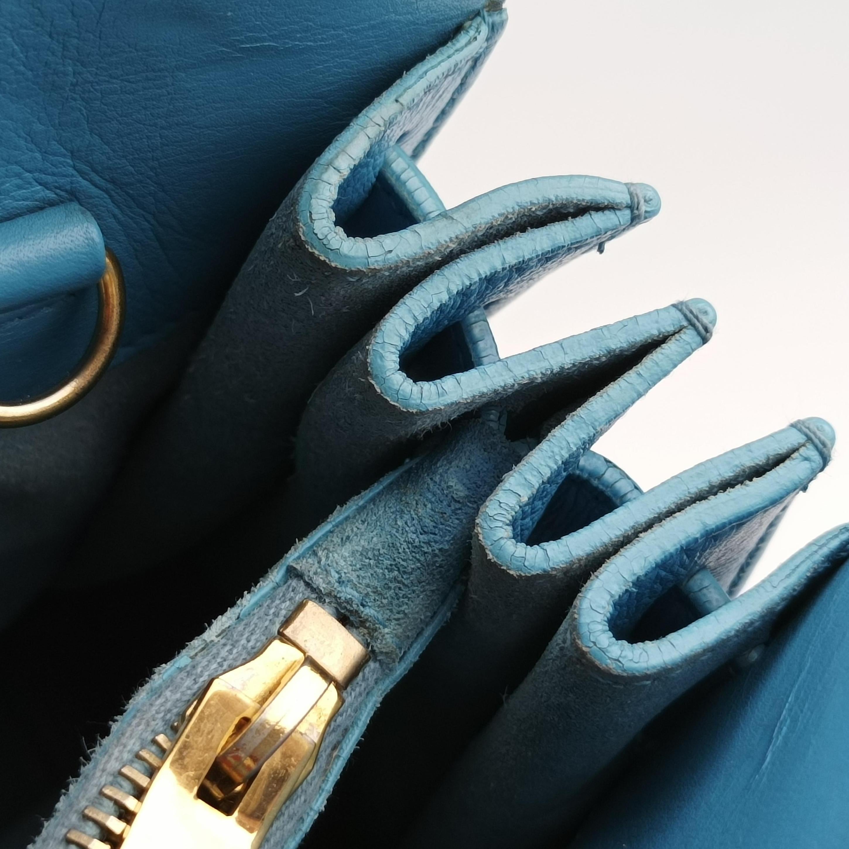 Secondhand Yves Saint Laurent SAC DE JOUR Blue Leather 324823 shoulderbag | stylenewstar