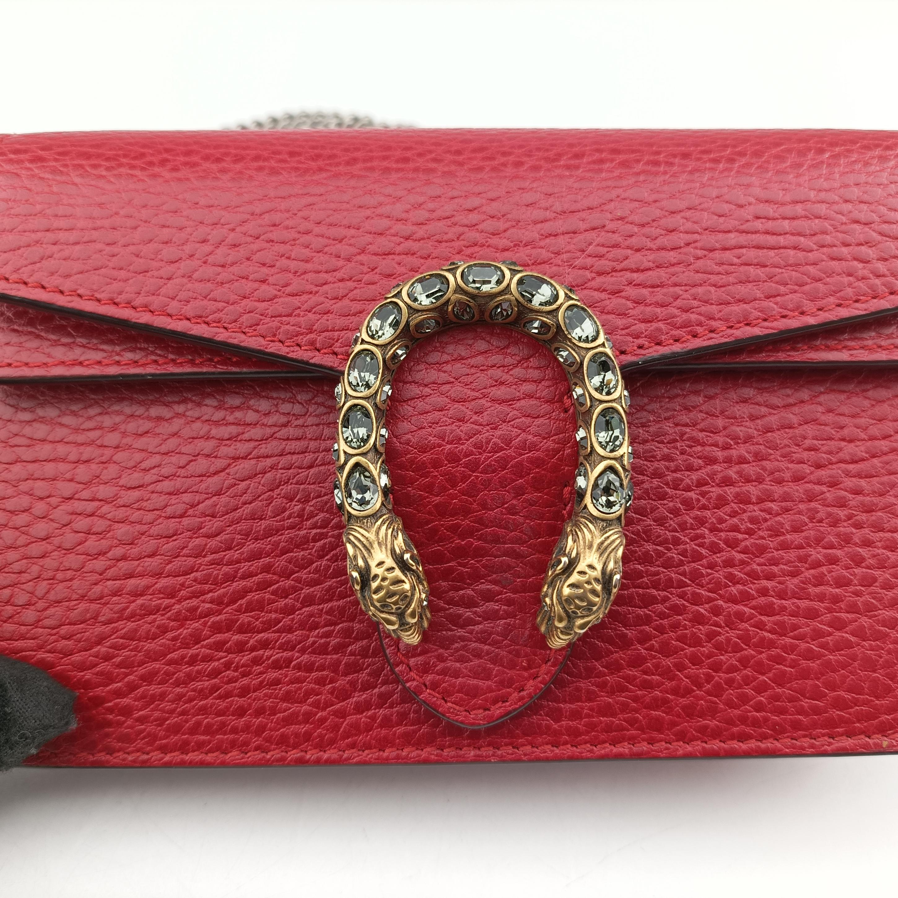 Pre-owned Gucci Dionysus Red Leather 476432 shoulderbag | stylenewstar