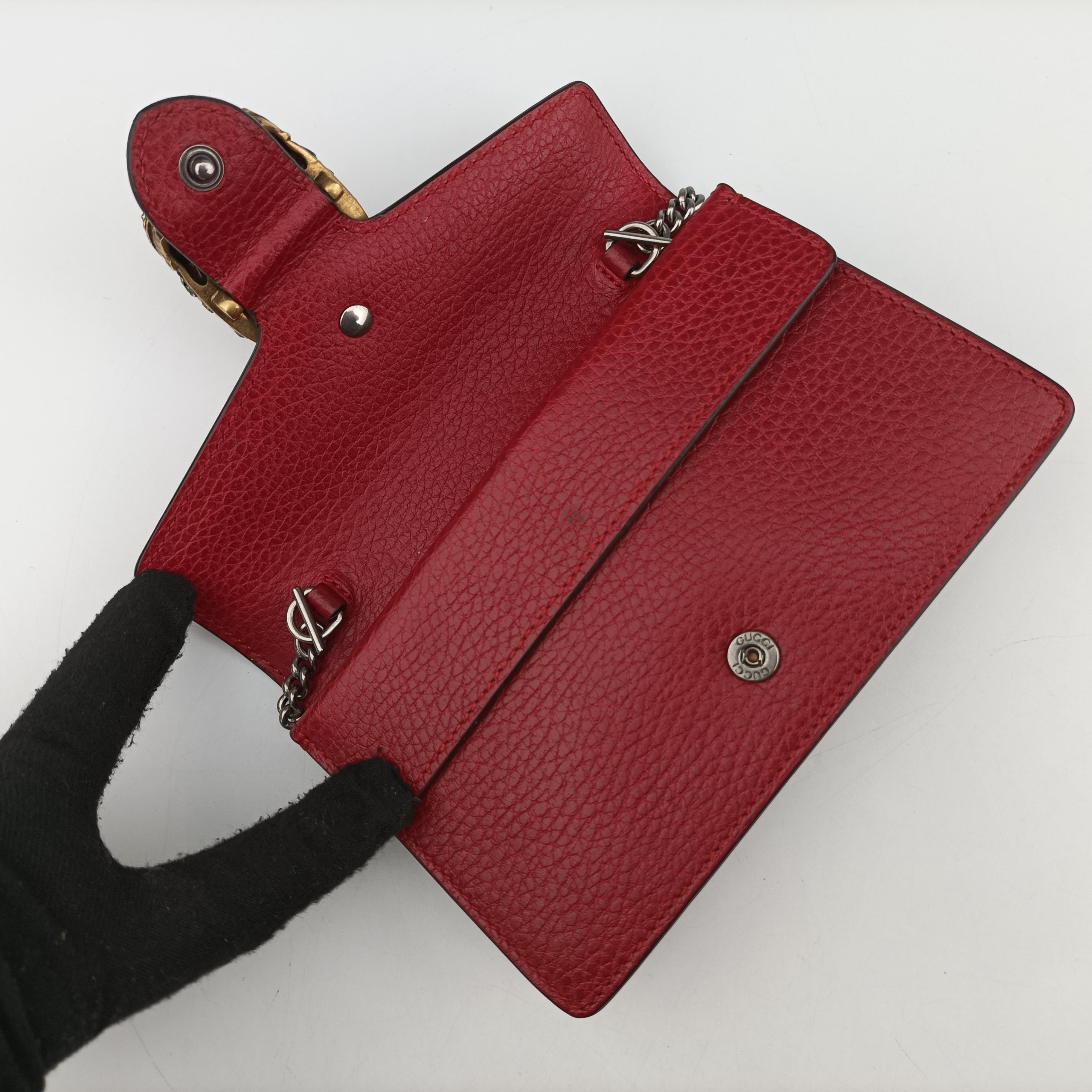 Pre-owned Gucci Dionysus Red Leather 476432 shoulderbag | stylenewstar