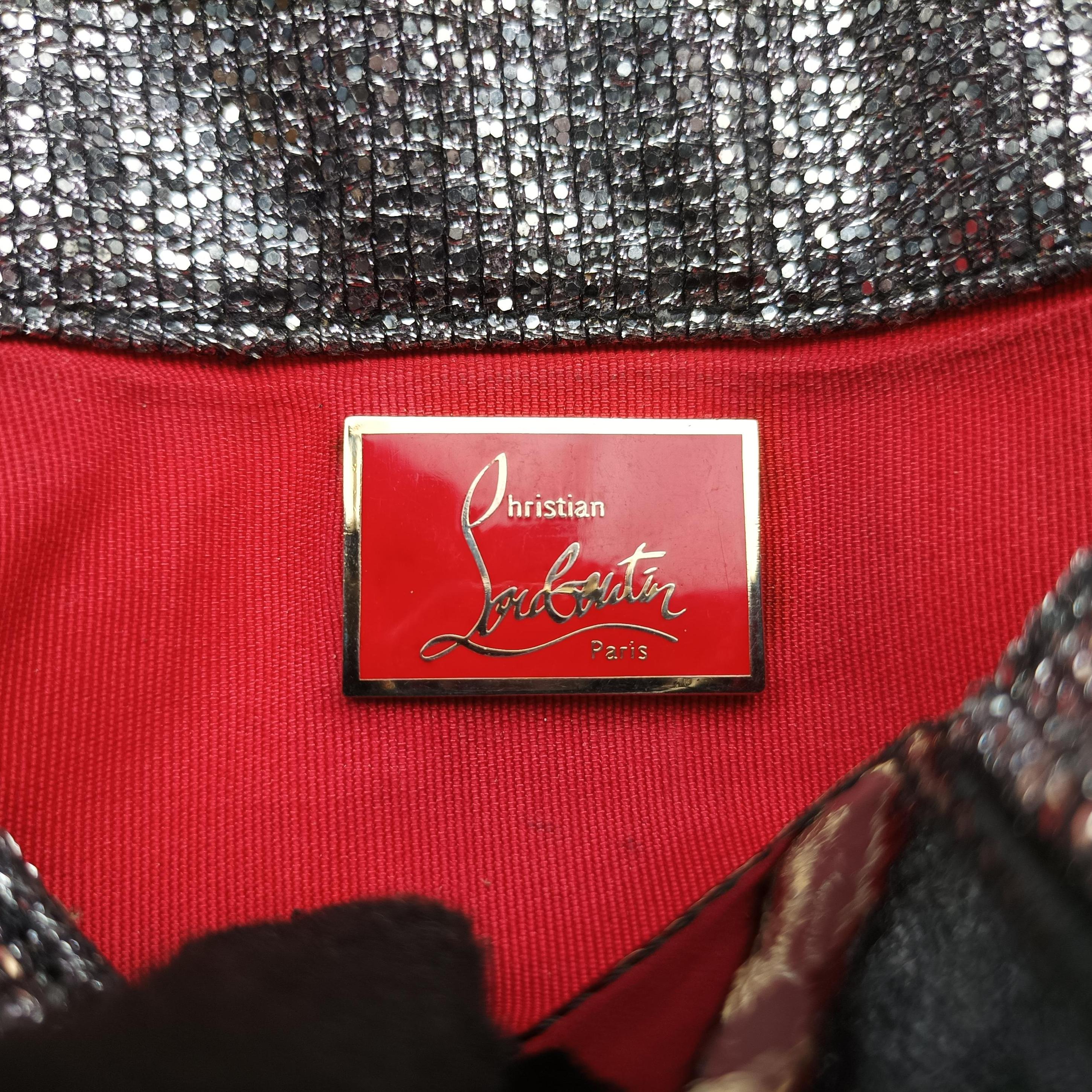 Vintage Christian Louboutin Sweet Charity Scarabe Spike Silver x Black Patent ×Sequins  shoulderbag | stylenewstar