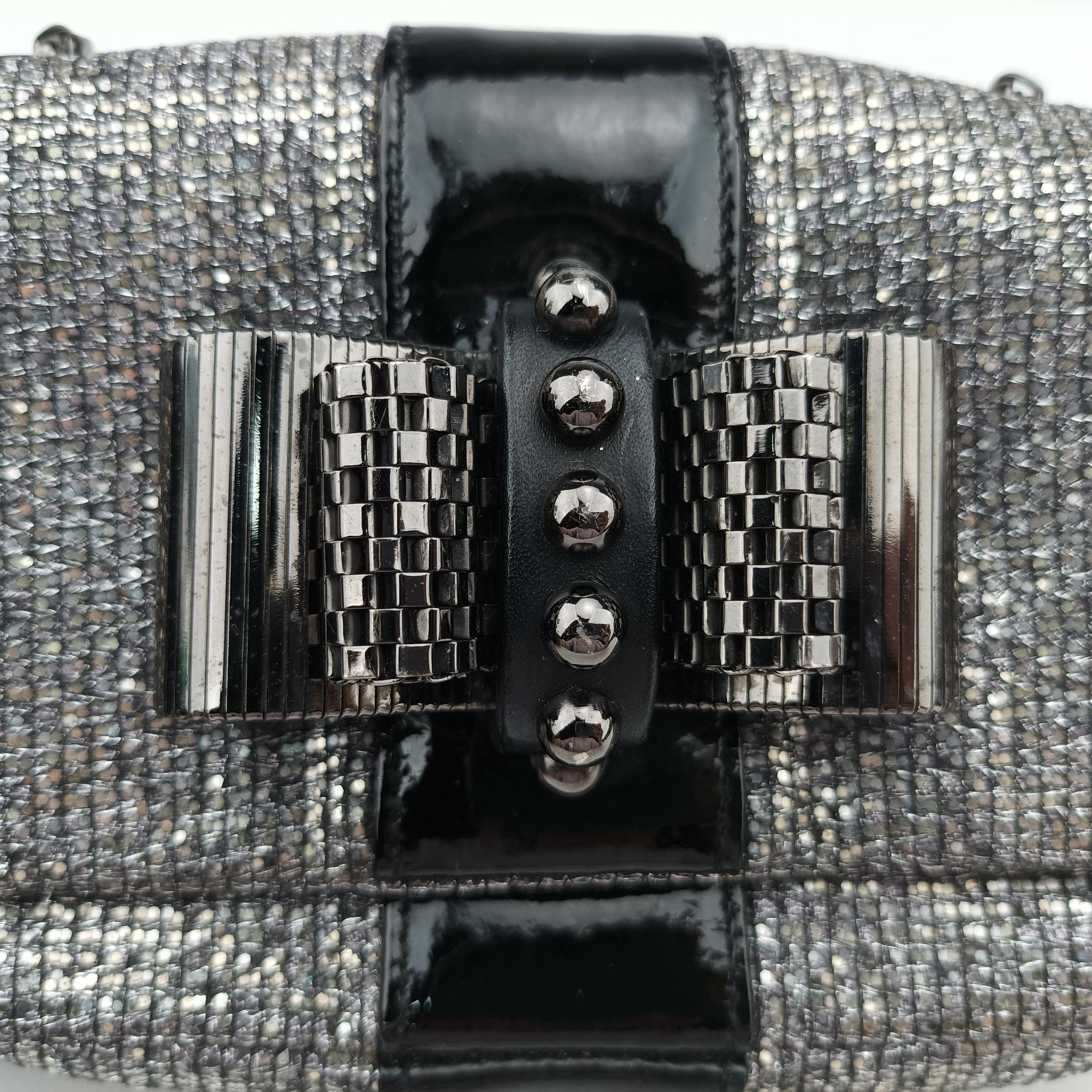 Vintage Christian Louboutin Sweet Charity Scarabe Spike Silver x Black Patent ×Sequins  shoulderbag | stylenewstar