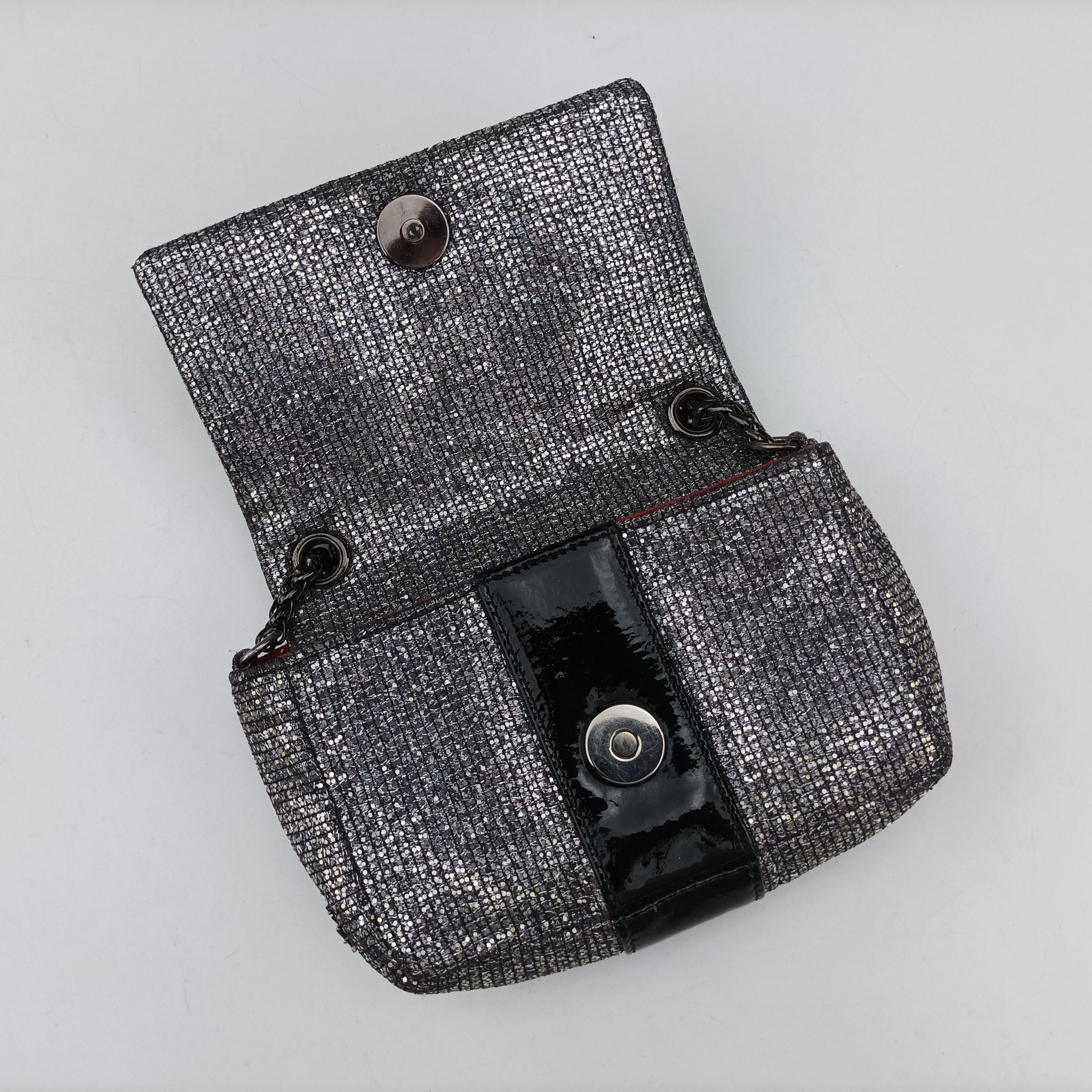 Vintage Christian Louboutin Sweet Charity Scarabe Spike Silver x Black Patent ×Sequins  shoulderbag | stylenewstar