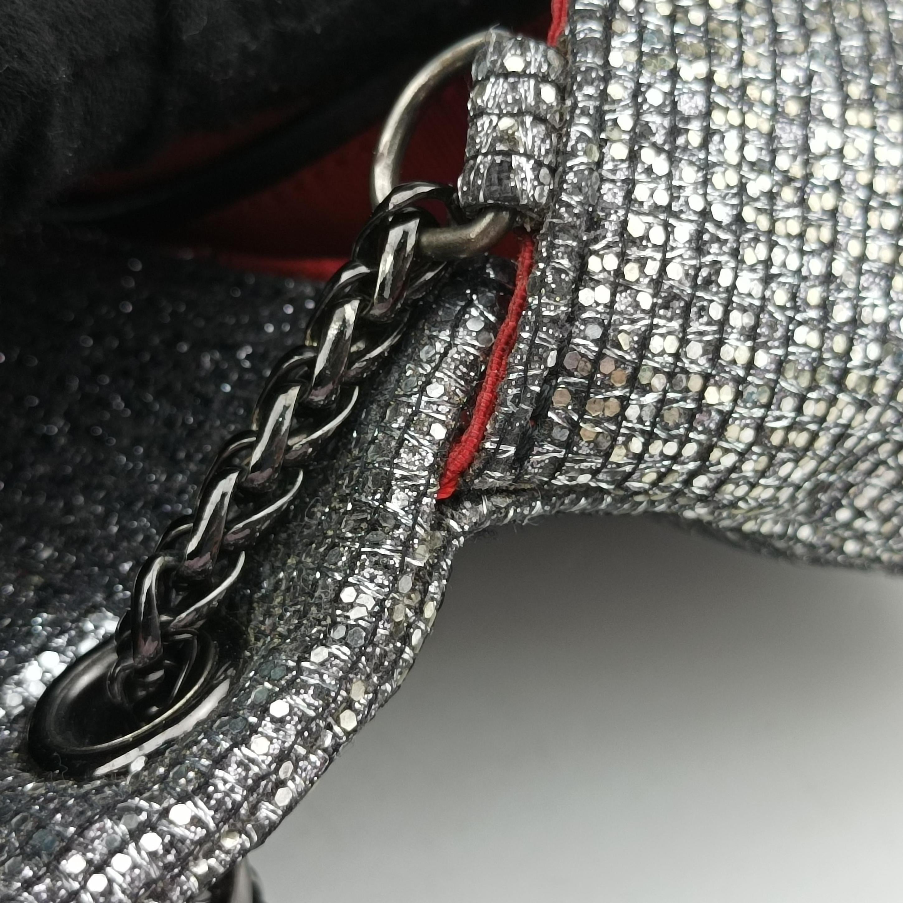 Vintage Christian Louboutin Sweet Charity Scarabe Spike Silver x Black Patent ×Sequins  shoulderbag | stylenewstar