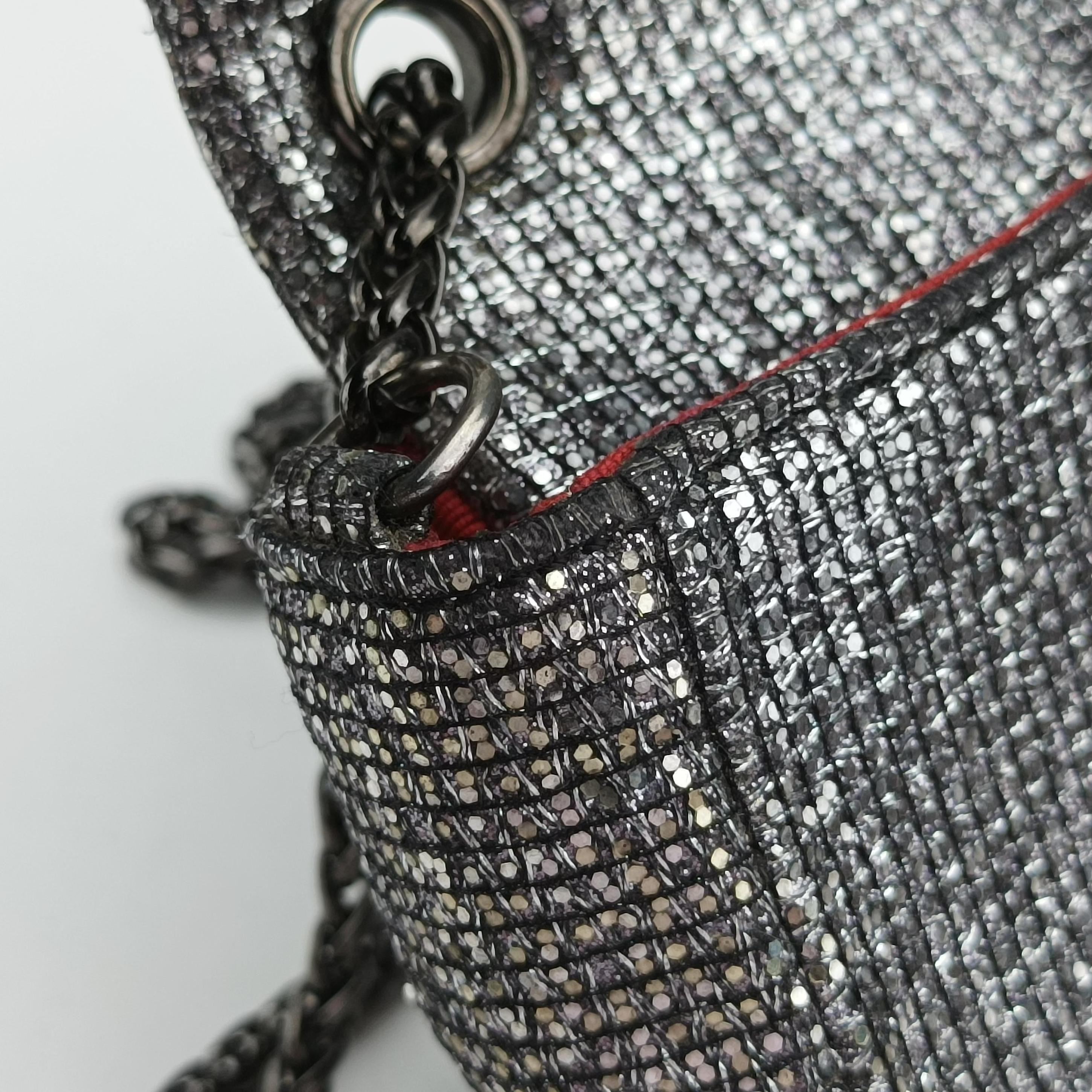 Vintage Christian Louboutin Sweet Charity Scarabe Spike Silver x Black Patent ×Sequins  shoulderbag | stylenewstar
