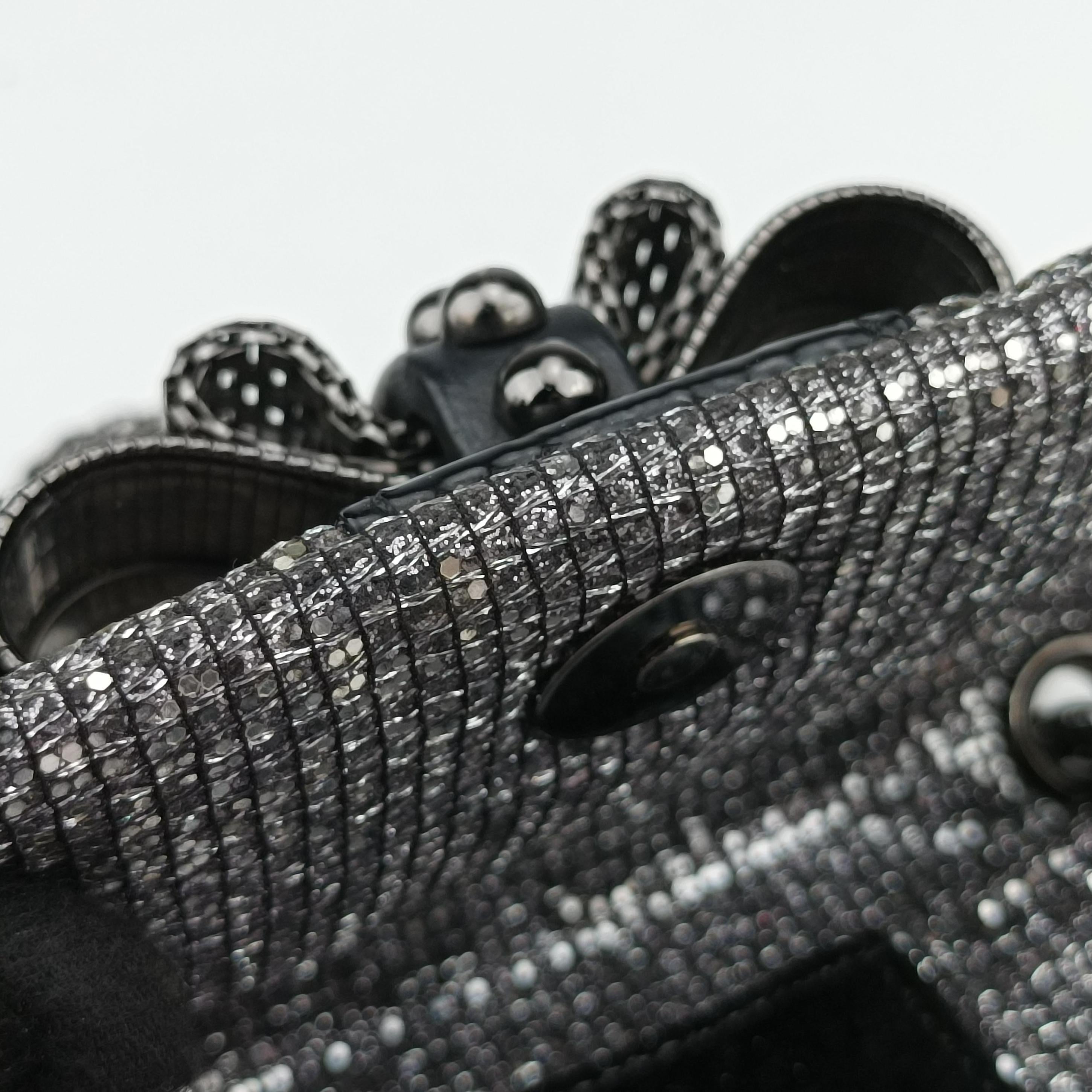 Vintage Christian Louboutin Sweet Charity Scarabe Spike Silver x Black Patent ×Sequins  shoulderbag | stylenewstar