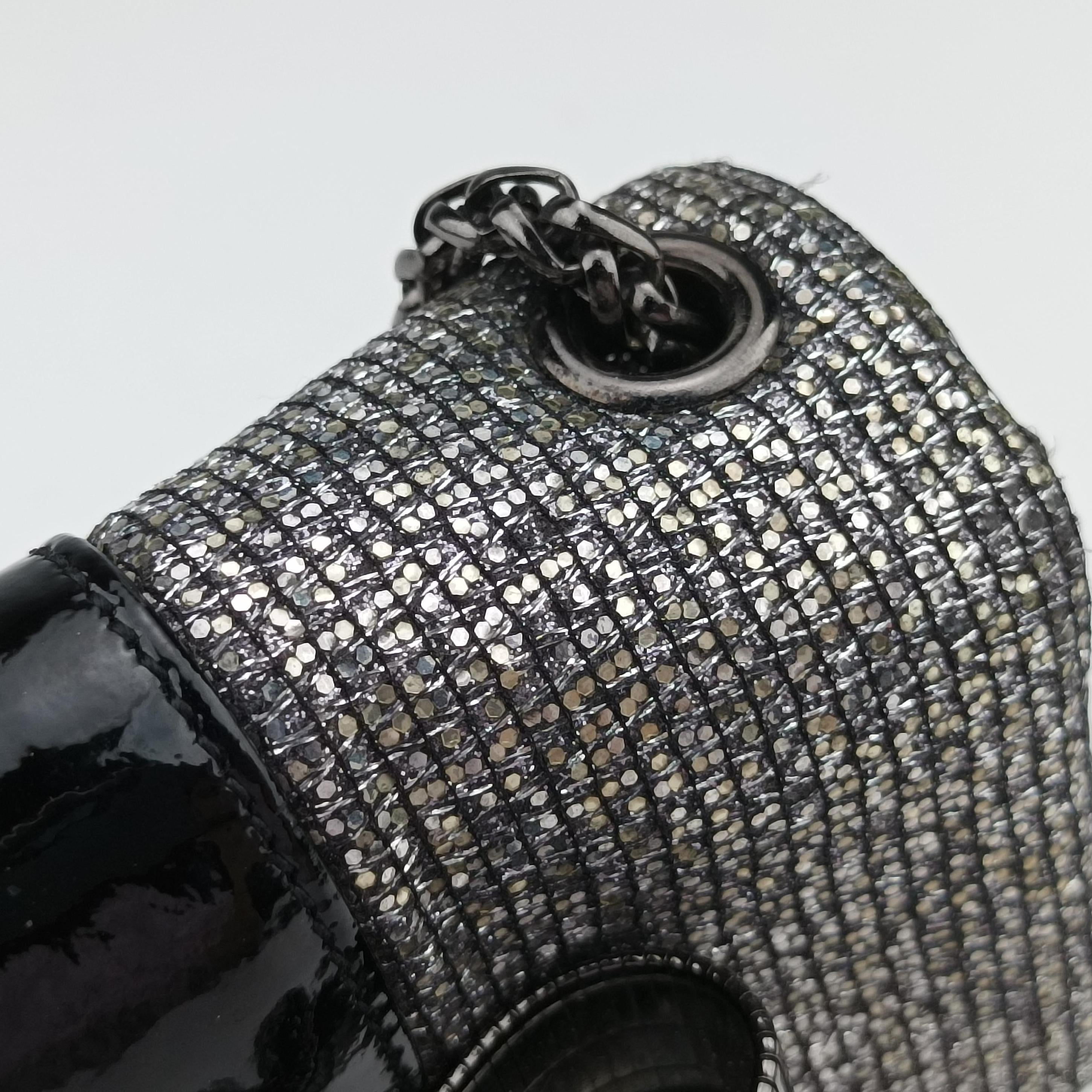 Vintage Christian Louboutin Sweet Charity Scarabe Spike Silver x Black Patent ×Sequins  shoulderbag | stylenewstar