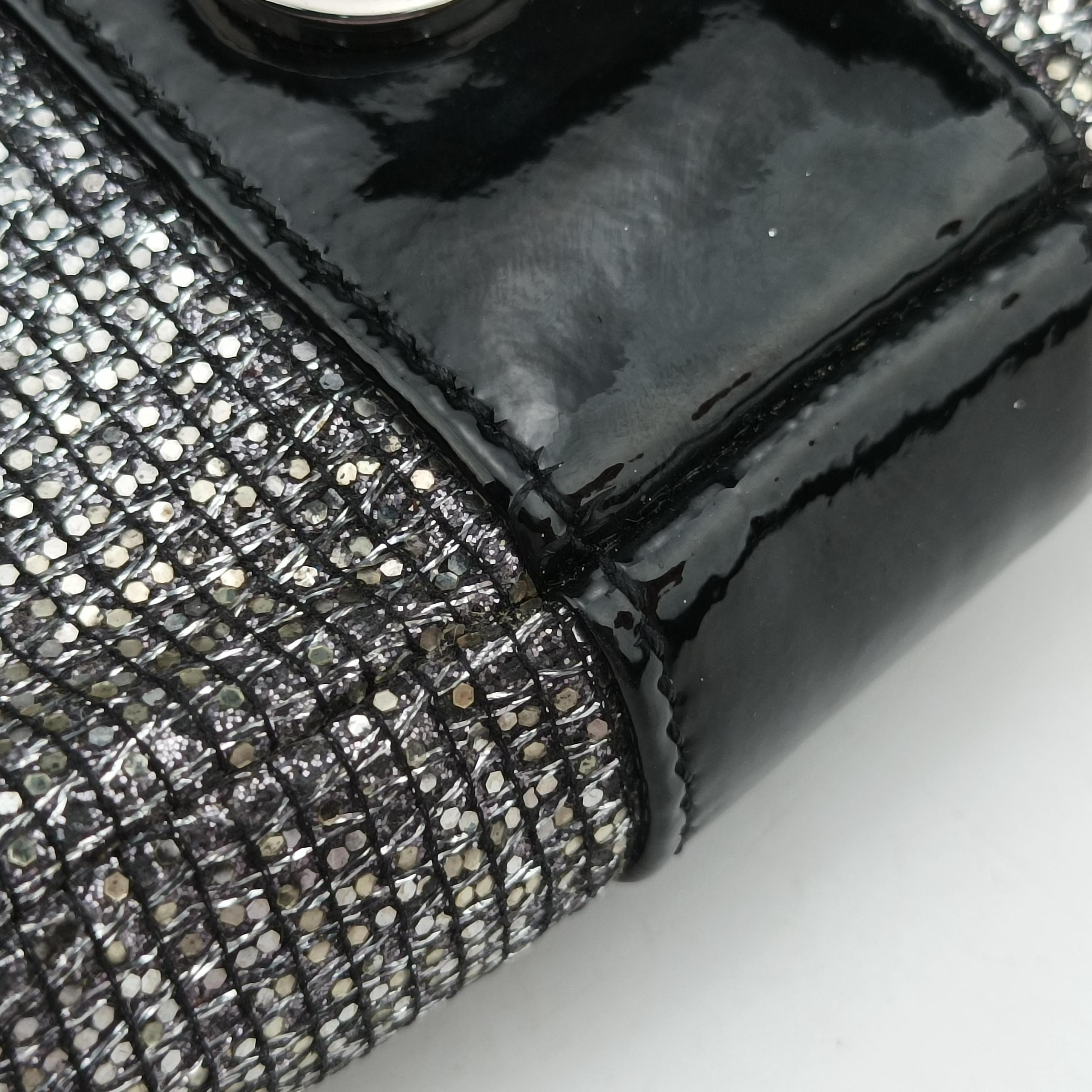 Vintage Christian Louboutin Sweet Charity Scarabe Spike Silver x Black Patent ×Sequins  shoulderbag | stylenewstar