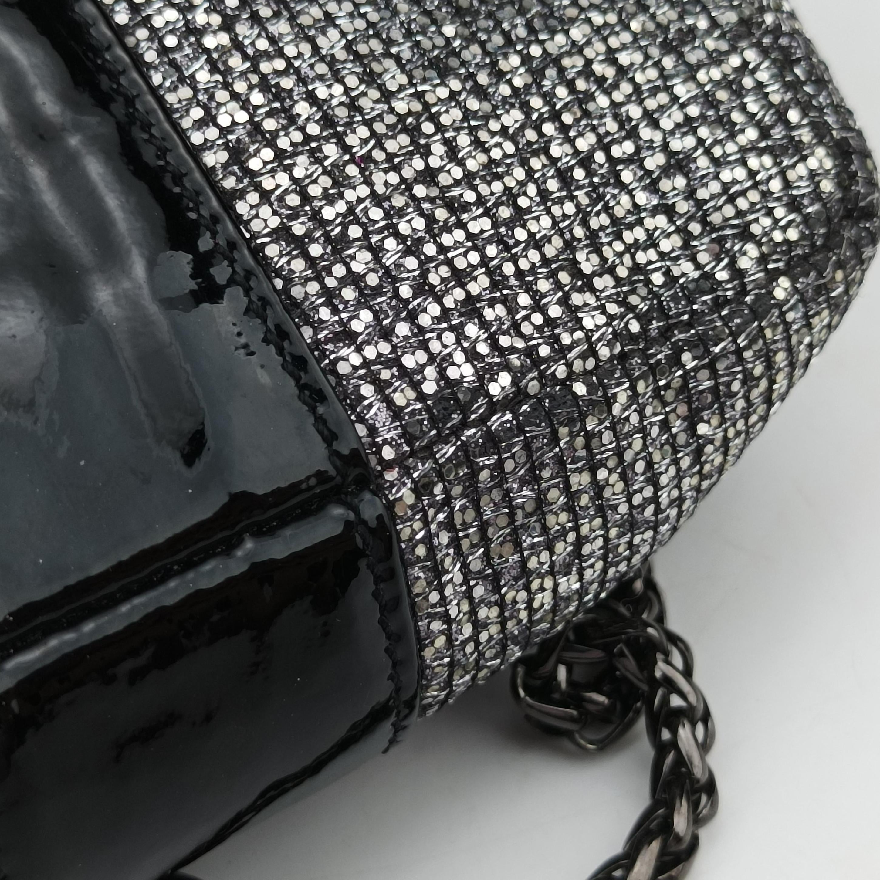 Vintage Christian Louboutin Sweet Charity Scarabe Spike Silver x Black Patent ×Sequins  shoulderbag | stylenewstar