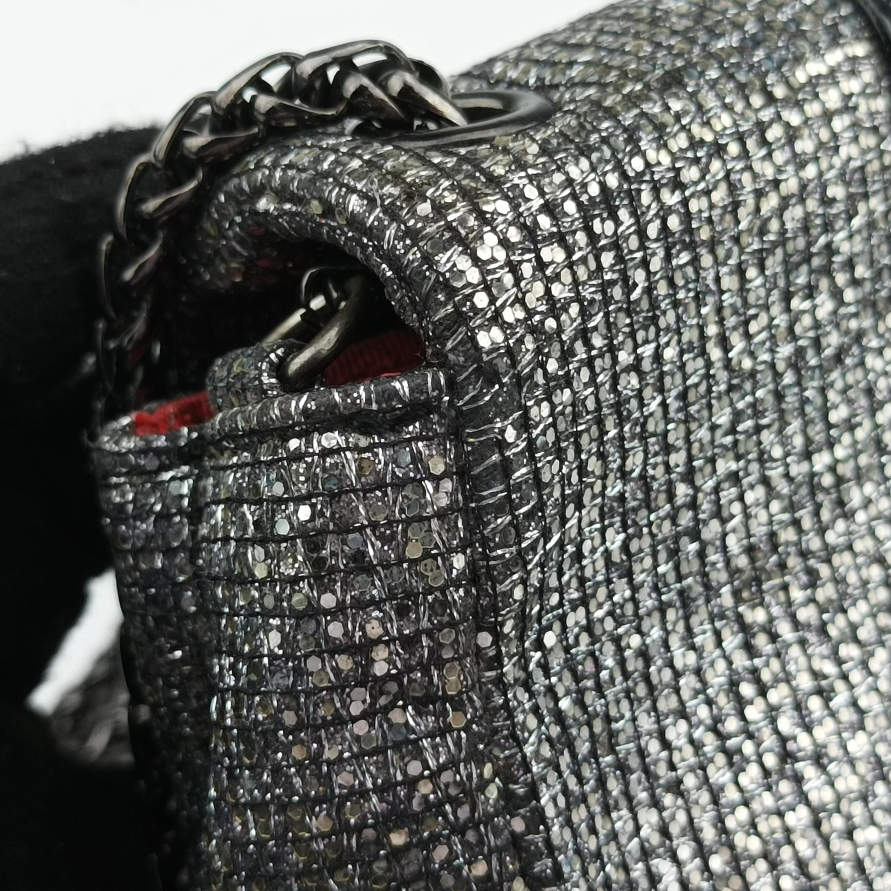Vintage Christian Louboutin Sweet Charity Scarabe Spike Silver x Black Patent ×Sequins  shoulderbag | stylenewstar