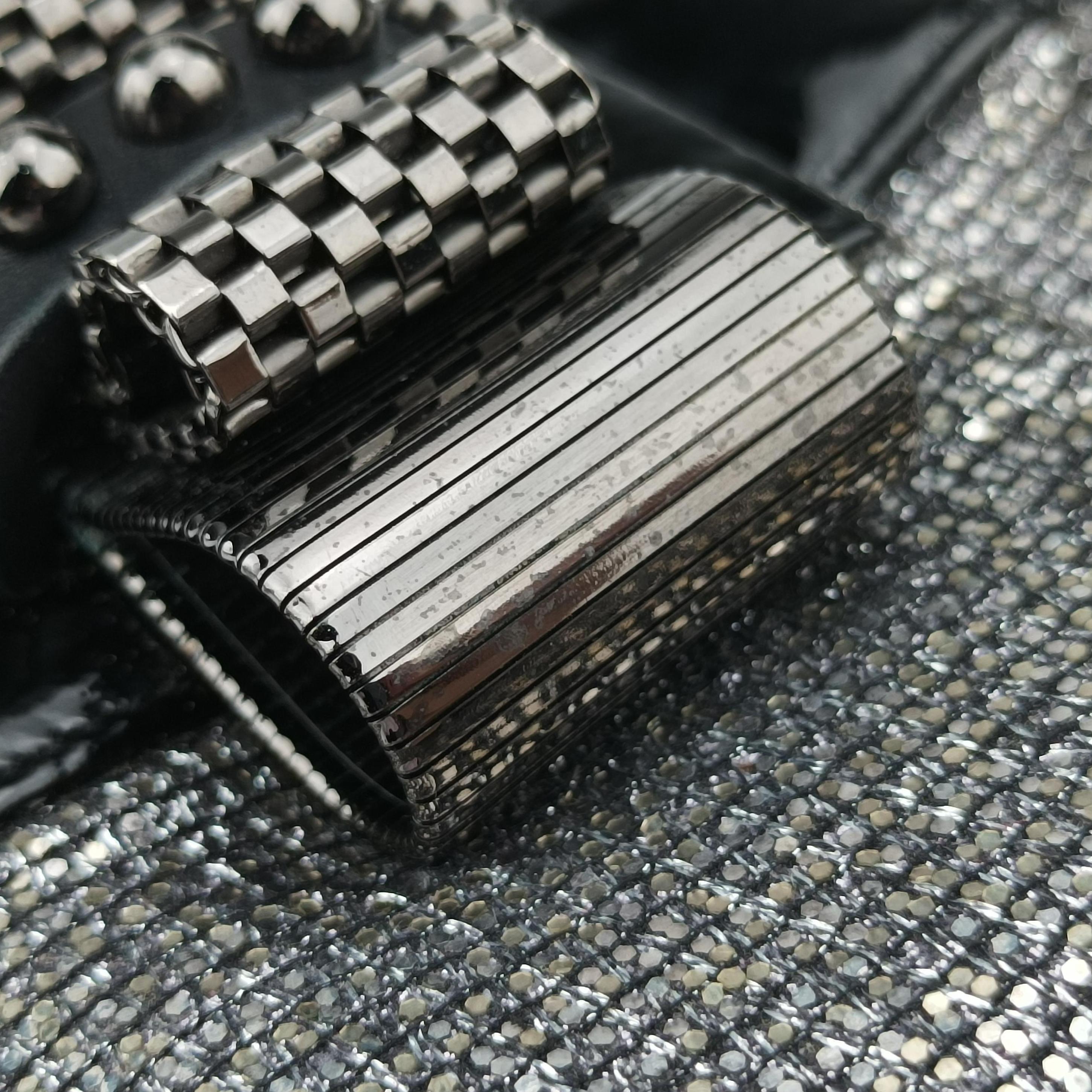 Vintage Christian Louboutin Sweet Charity Scarabe Spike Silver x Black Patent ×Sequins  shoulderbag | stylenewstar
