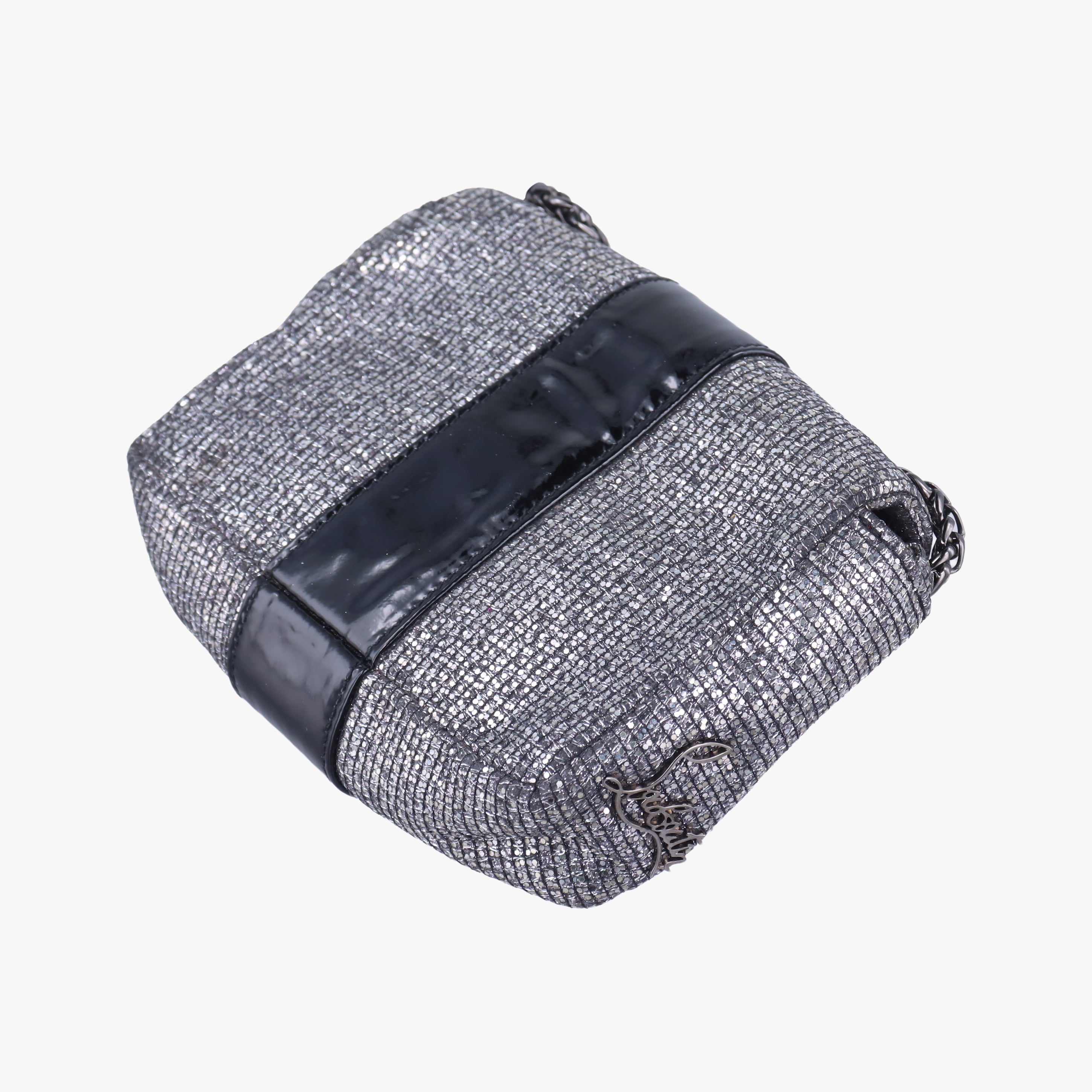 Vintage Christian Louboutin Sweet Charity Scarabe Spike Silver x Black Patent ×Sequins  shoulderbag | stylenewstar