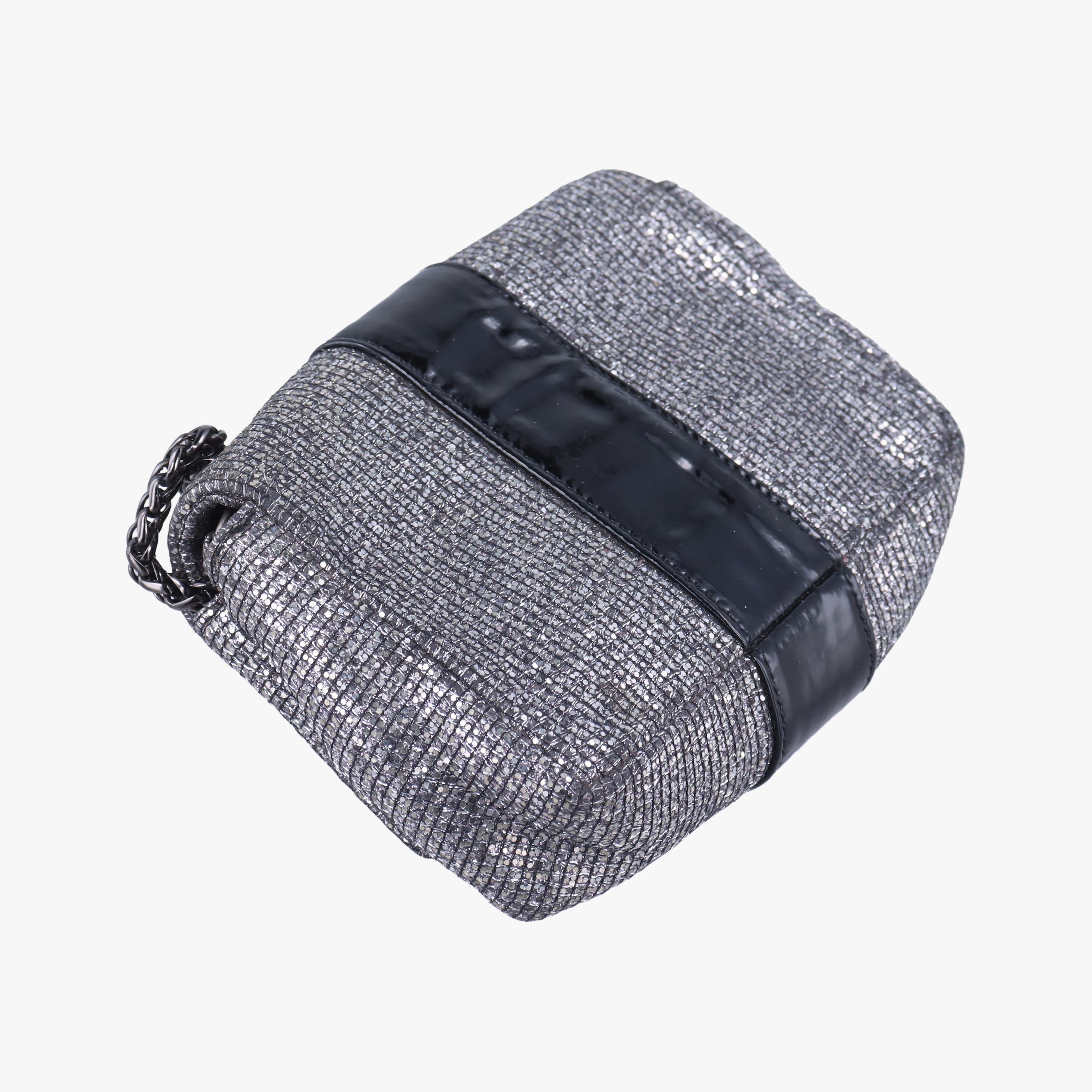 Vintage Christian Louboutin Sweet Charity Scarabe Spike Silver x Black Patent ×Sequins  shoulderbag | stylenewstar