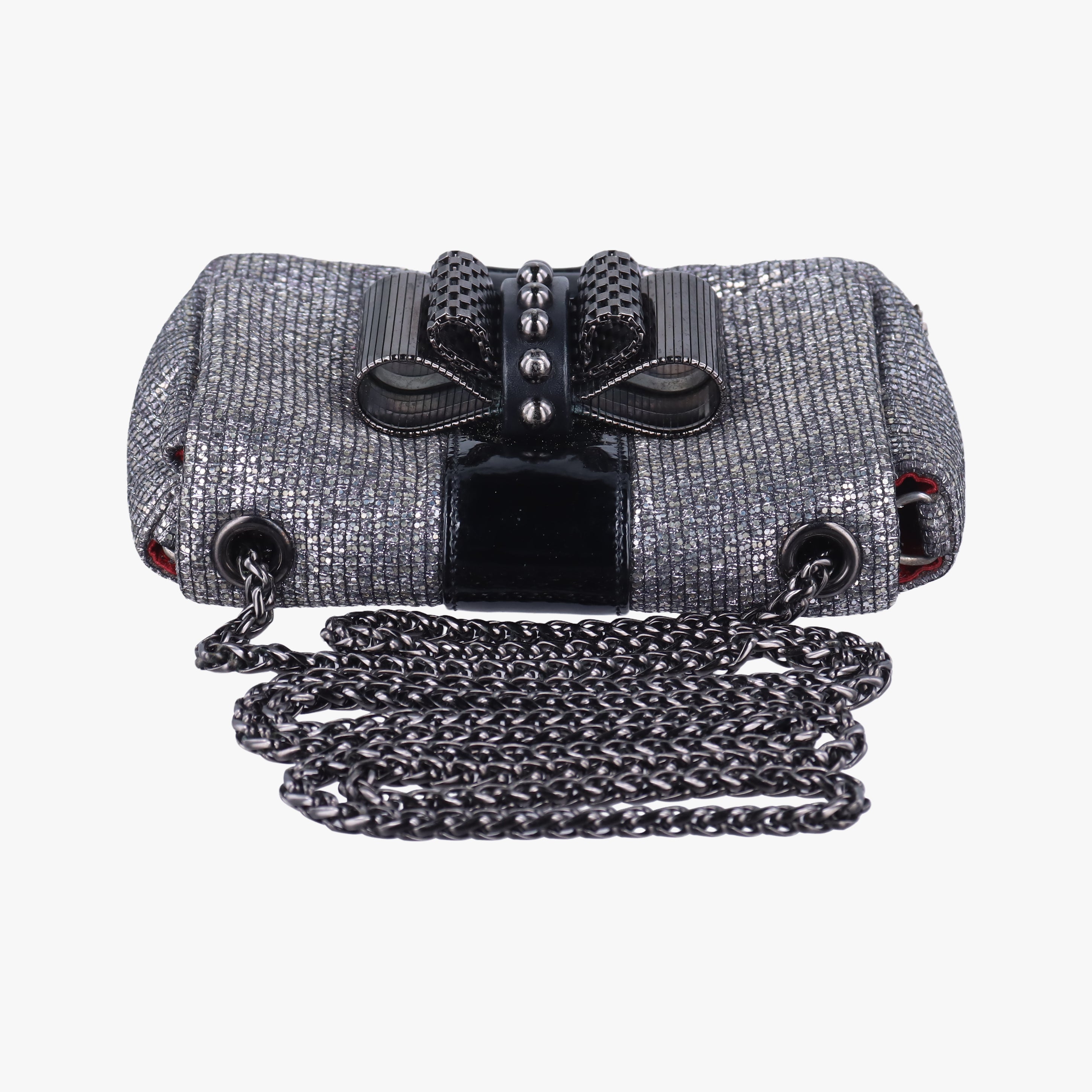 Vintage Christian Louboutin Sweet Charity Scarabe Spike Silver x Black Patent ×Sequins  shoulderbag | stylenewstar