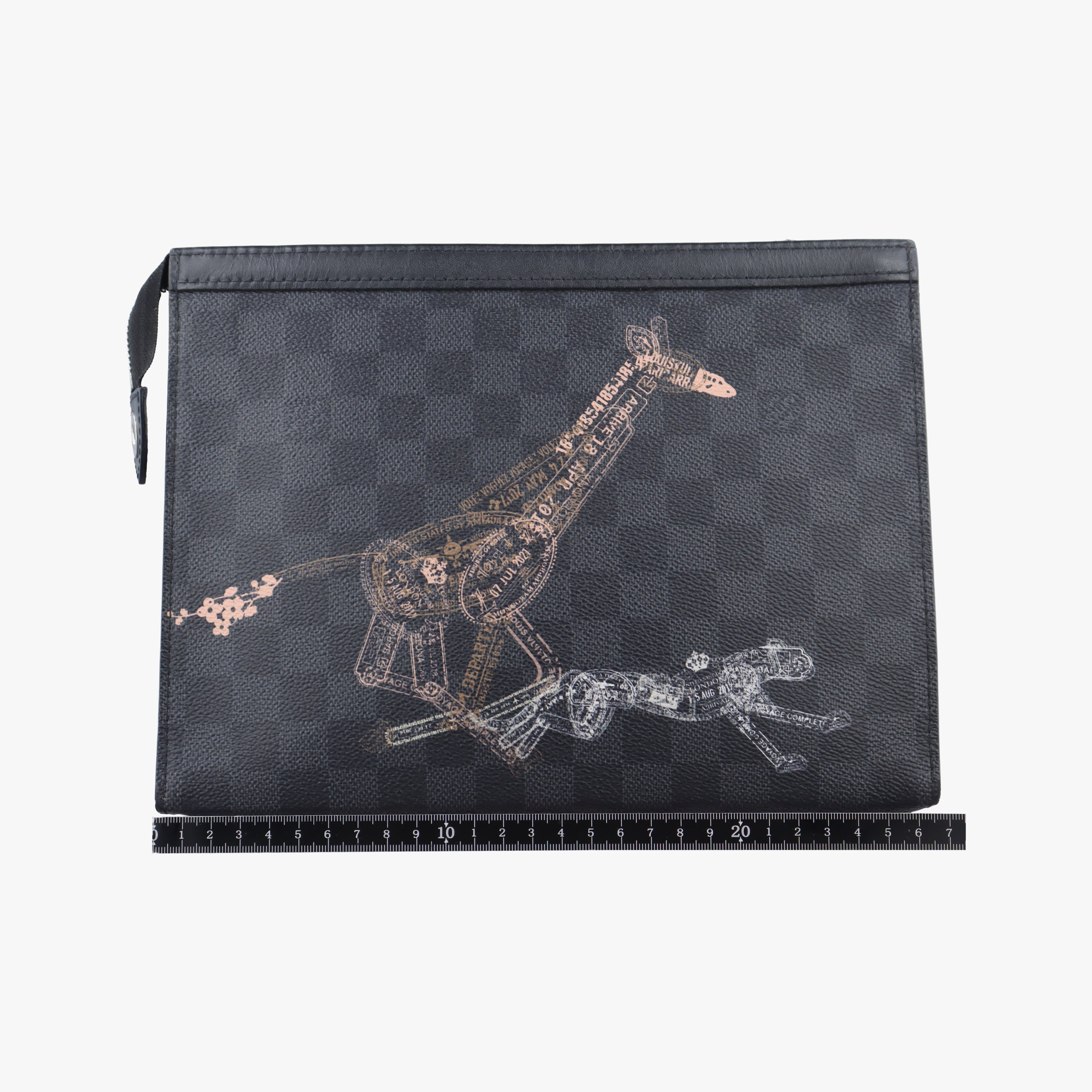 Pre-owned Louis Vuitton Porte Documents Voyage Black×multicolor Damier Graphite N64605 clutchbag | stylenewstar