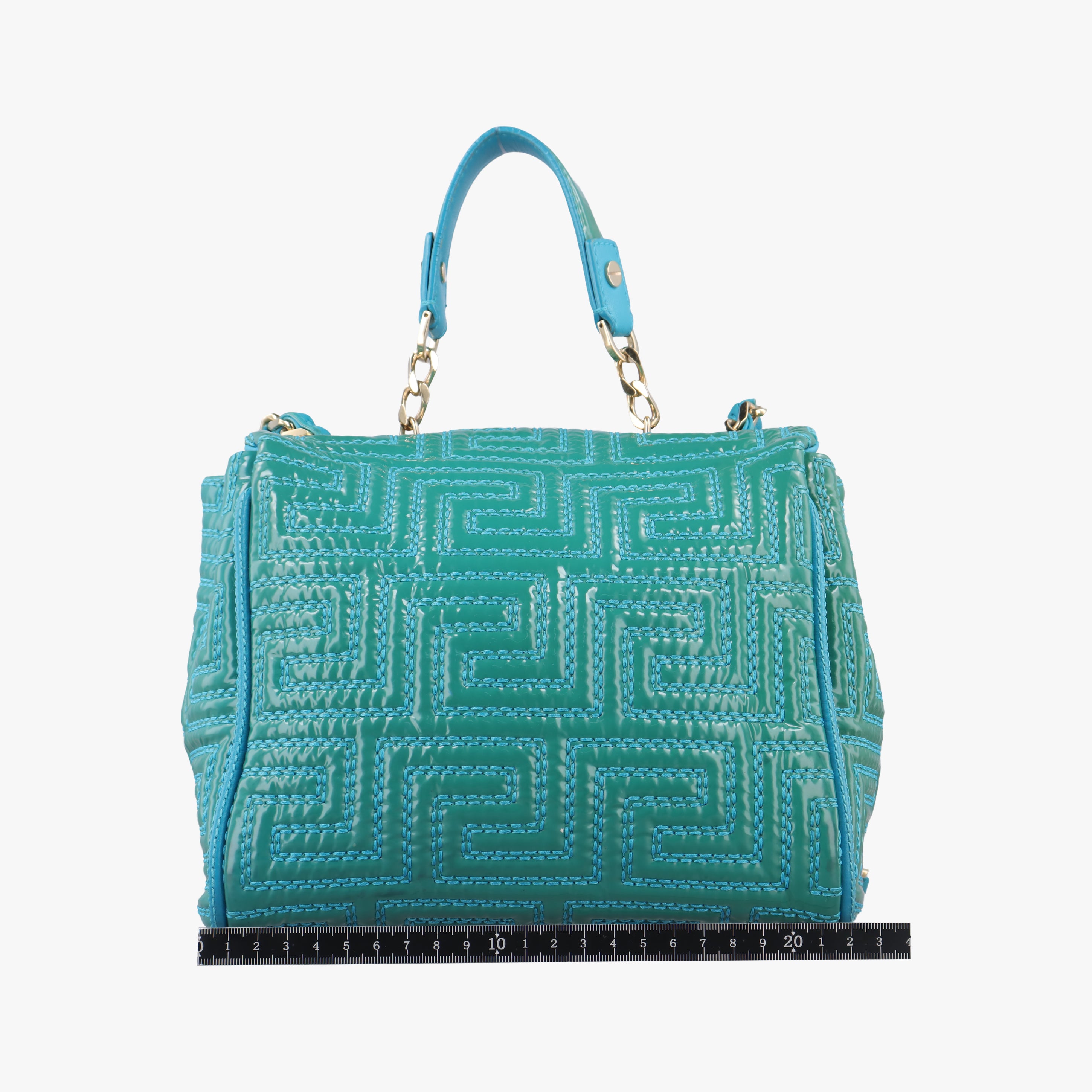 Pre-owned VERSACE Couture Green Patent  shoulderbag | stylenewstar