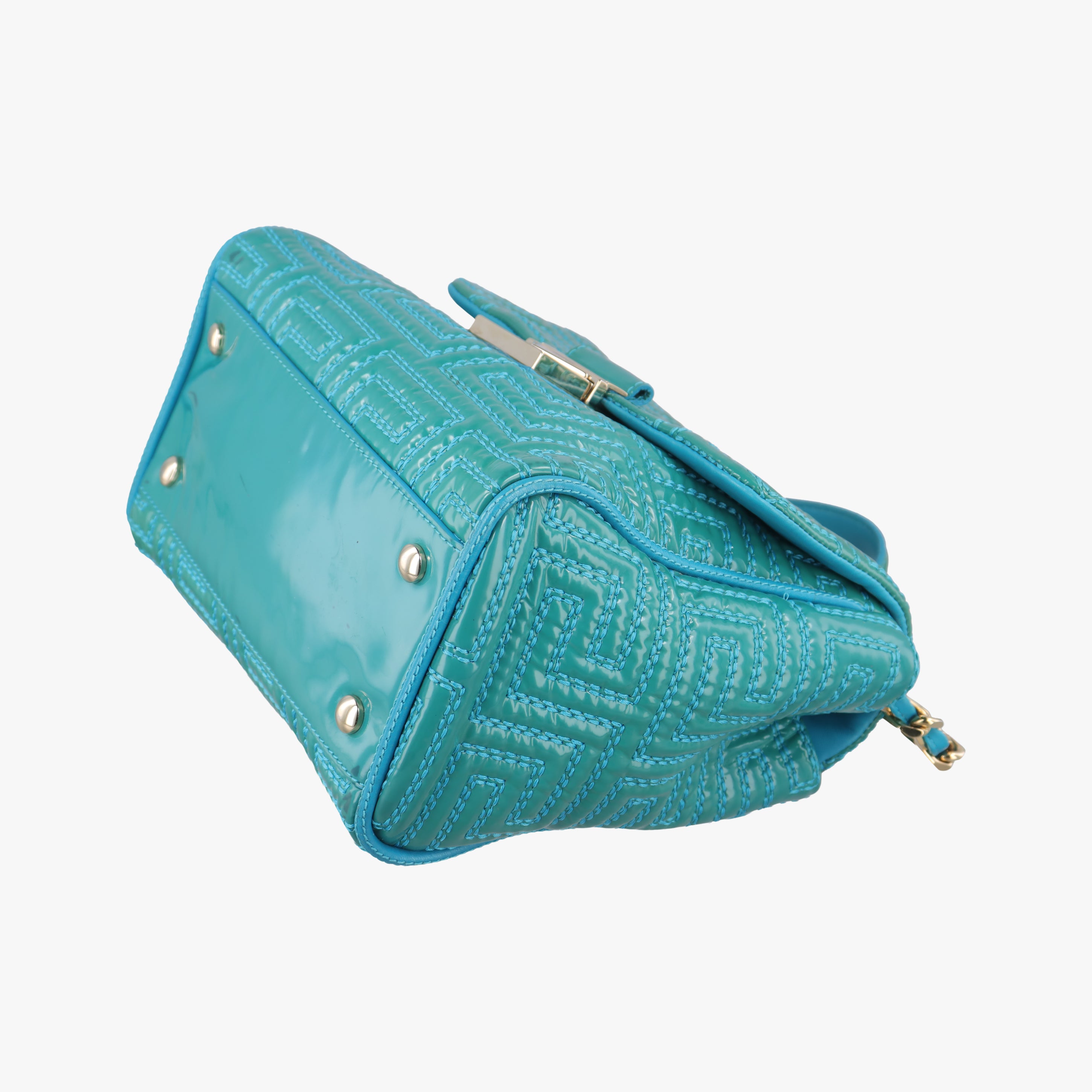 Pre-owned VERSACE Couture Green Patent  shoulderbag | stylenewstar