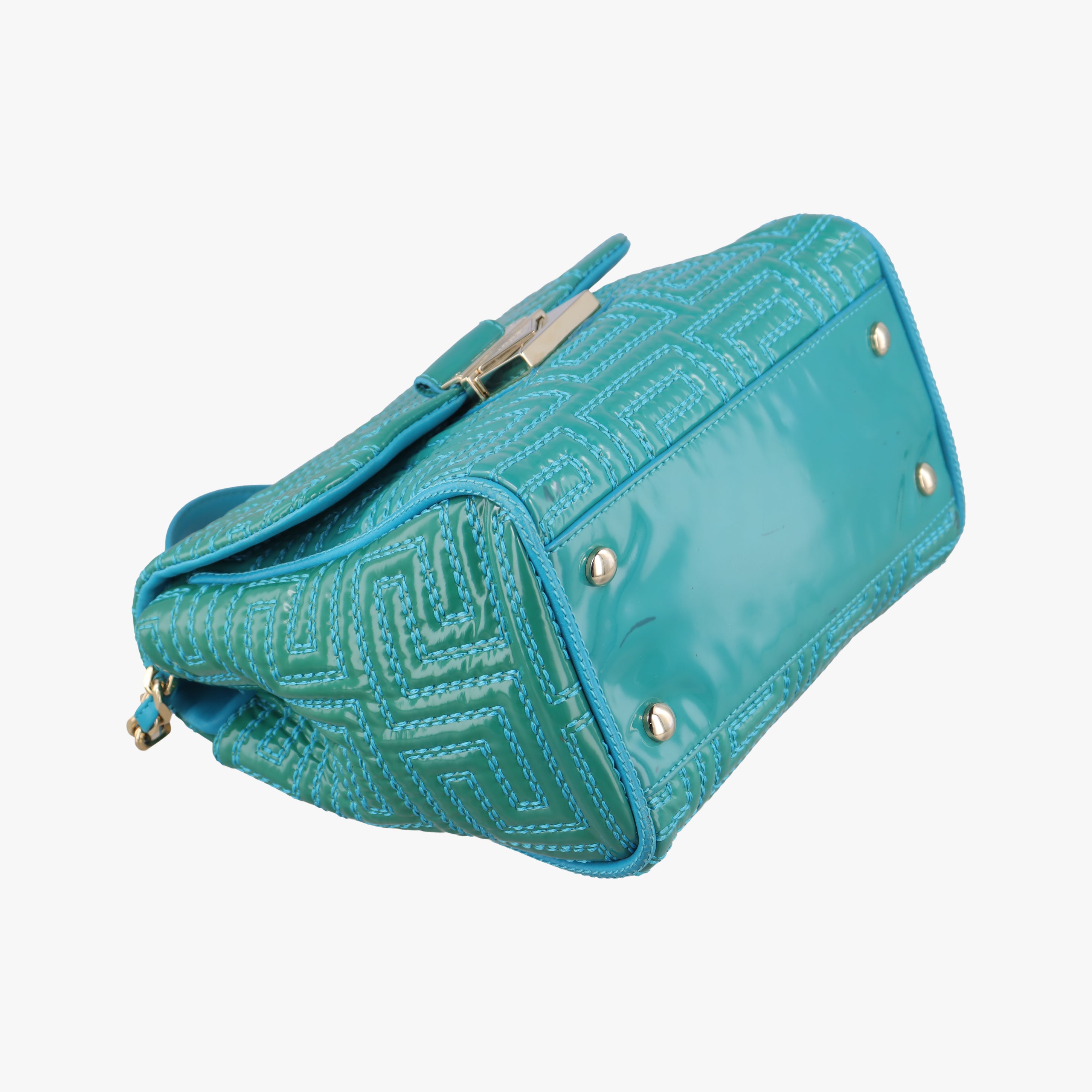 Pre-owned VERSACE Couture Green Patent  shoulderbag | stylenewstar