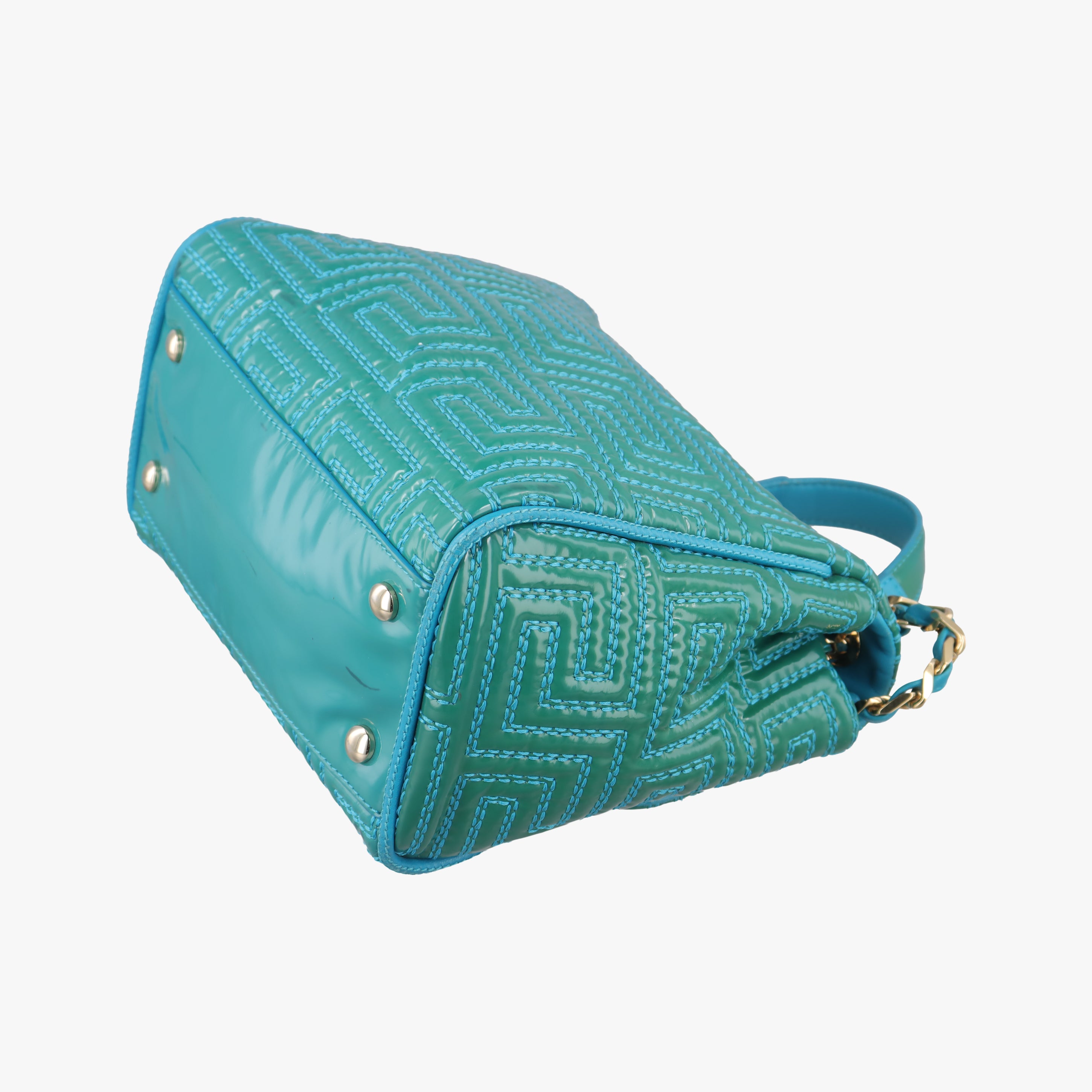 Pre-owned VERSACE Couture Green Patent  shoulderbag | stylenewstar
